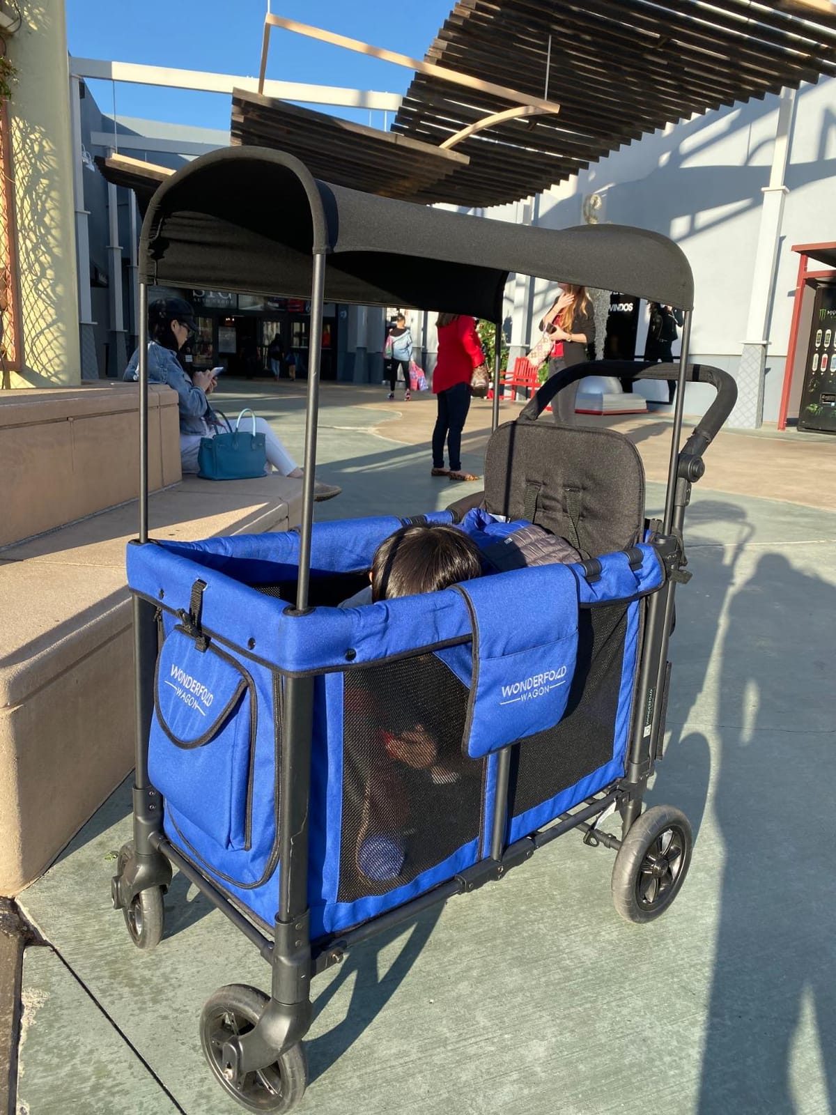 WonderFold W2 Stroller Wagon, Steel Frame, 2 Seater, Black | Foldable Wagon with an Adjustable Canopy & Push Handle, All-Terrain Wheels & 5-Point Harnesses for Babies, Toddlers & Kids customer photo 1