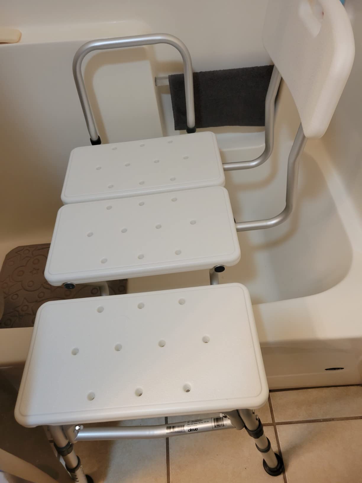 Drive Medical Splash Defense Tub Transfer Bench, Adjustable Height, White | Tub Transfer Bench Featuring U-Shaped Curtain Guard and 400 Lb Weight Capacity for Safety Daily for Everyday Use customer photo 1