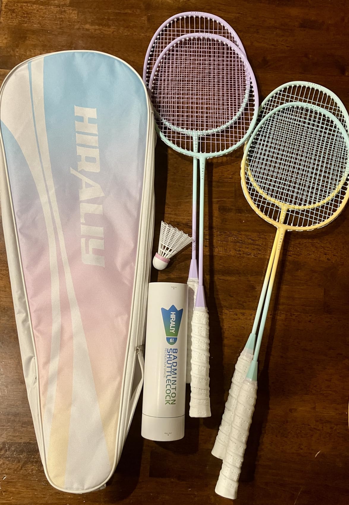 HIRALIY Badminton Rackets Set of 4, 6/12 Birdies, 1 Carrying Bag for Backyards Outdoor Game for Adult Family Beginner customer photo 1
