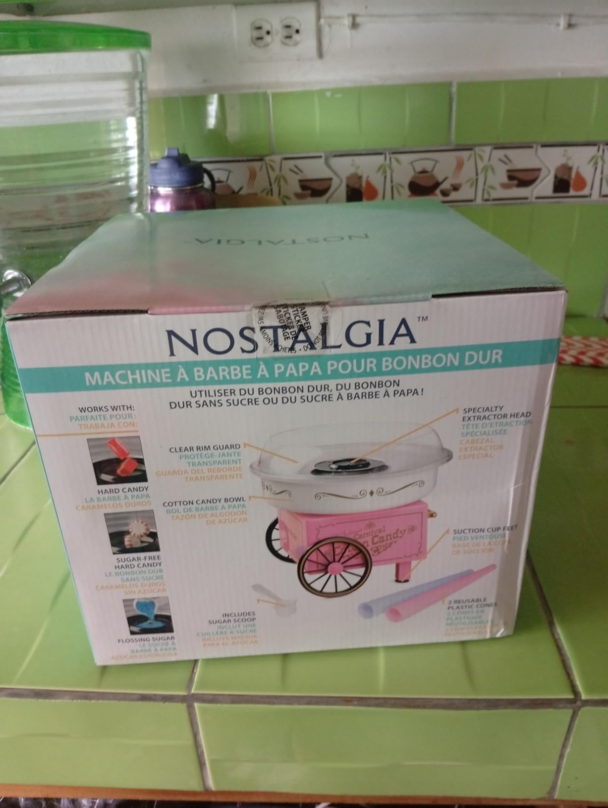 Nostalgia Vintage Cotton Candy Machine - Countertop Cotton Candy Maker With 2 Reusable Cones & 1 Sugar Scoop - Pink customer photo 1
