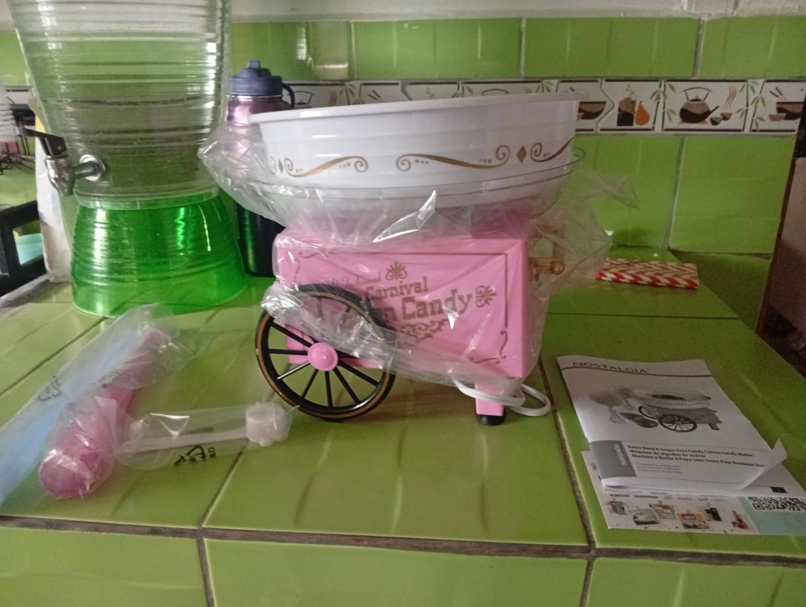 Nostalgia Vintage Cotton Candy Machine - Countertop Cotton Candy Maker With 2 Reusable Cones & 1 Sugar Scoop - Pink customer photo 2