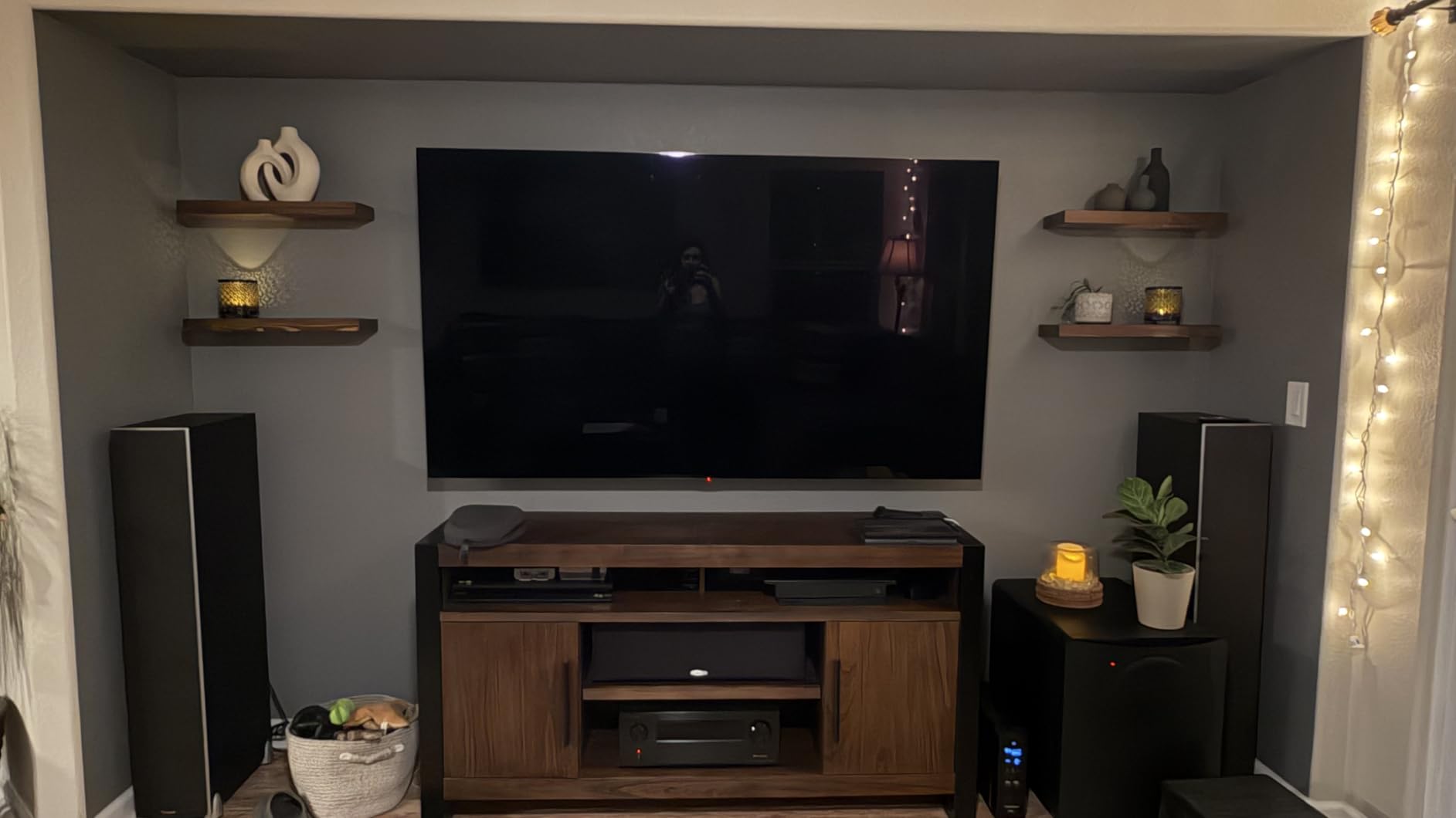 Homeforia 36 Inch Floating Shelves, High-End Solid Pine Wood, Set of 2 | American Walnut Finish, Holds Up To 50 Lbs Per Shelf, Hidden Brackets, Hardware Included customer photo 1
