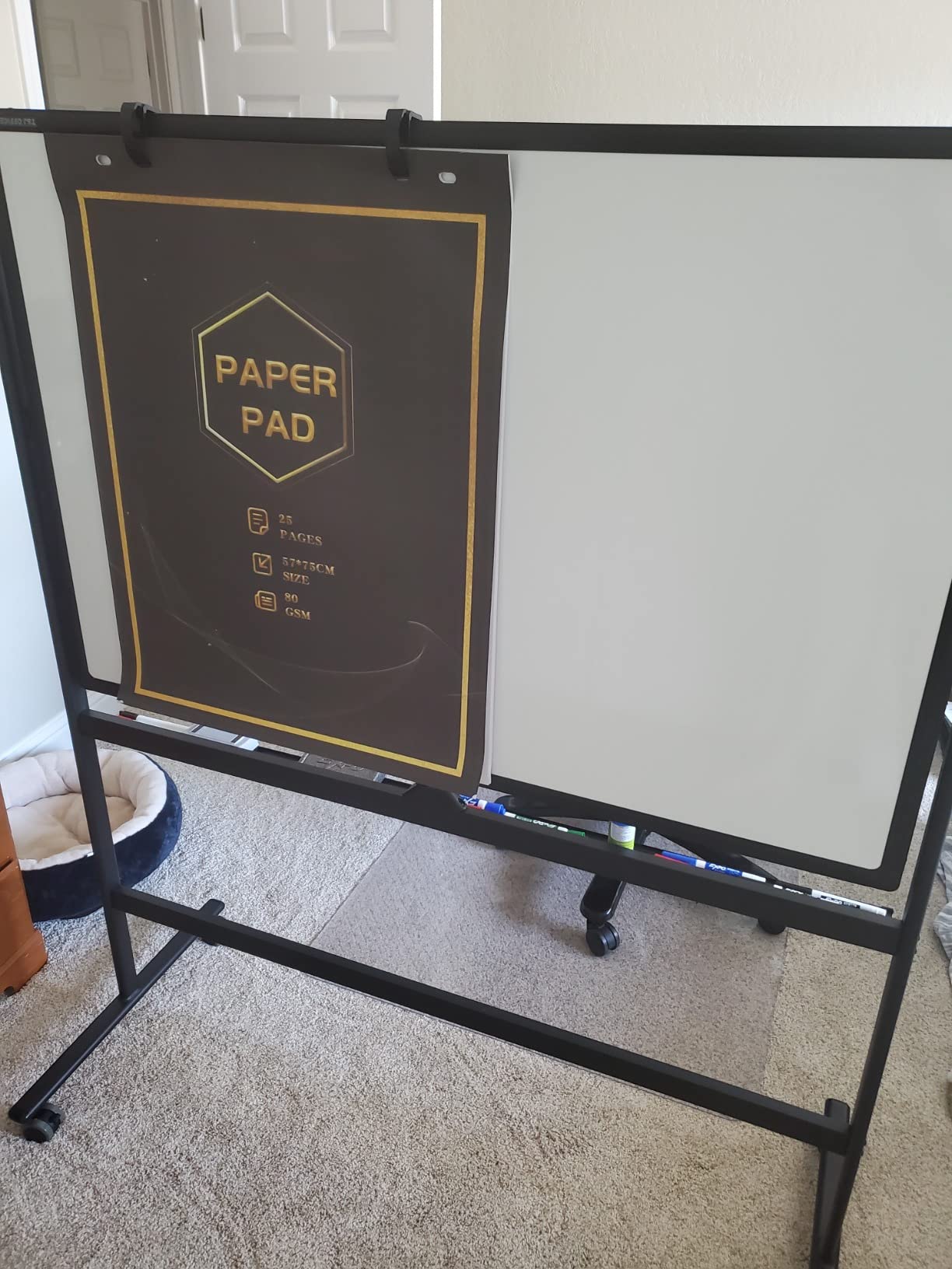 Large Dry-Erase Rolling Magnetic Whiteboard - 48 x 32 Inches Dry Erase Board with Stand Height Adjust Double Sides Mobile White Board Easel on Wheels with 25 Sheets Paper Pad Office, Home & Classroom customer photo 2