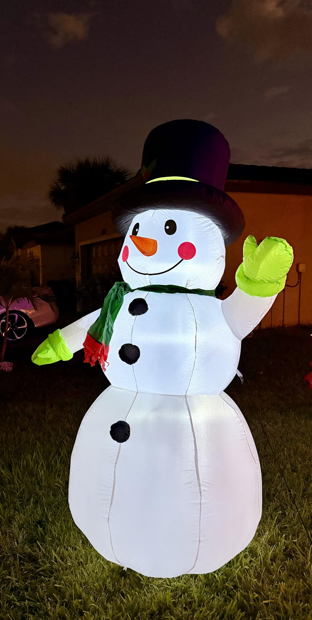 7 FT Christmas Inflatables Snowman Outdoor Yard Decorations, Christmas Blow up Snow Man with LED Lights & Black Hat, Winter Outside Decor for Holiday Party Patio Garden Lawn, Xmas New Year Kids Gifts customer photo 2