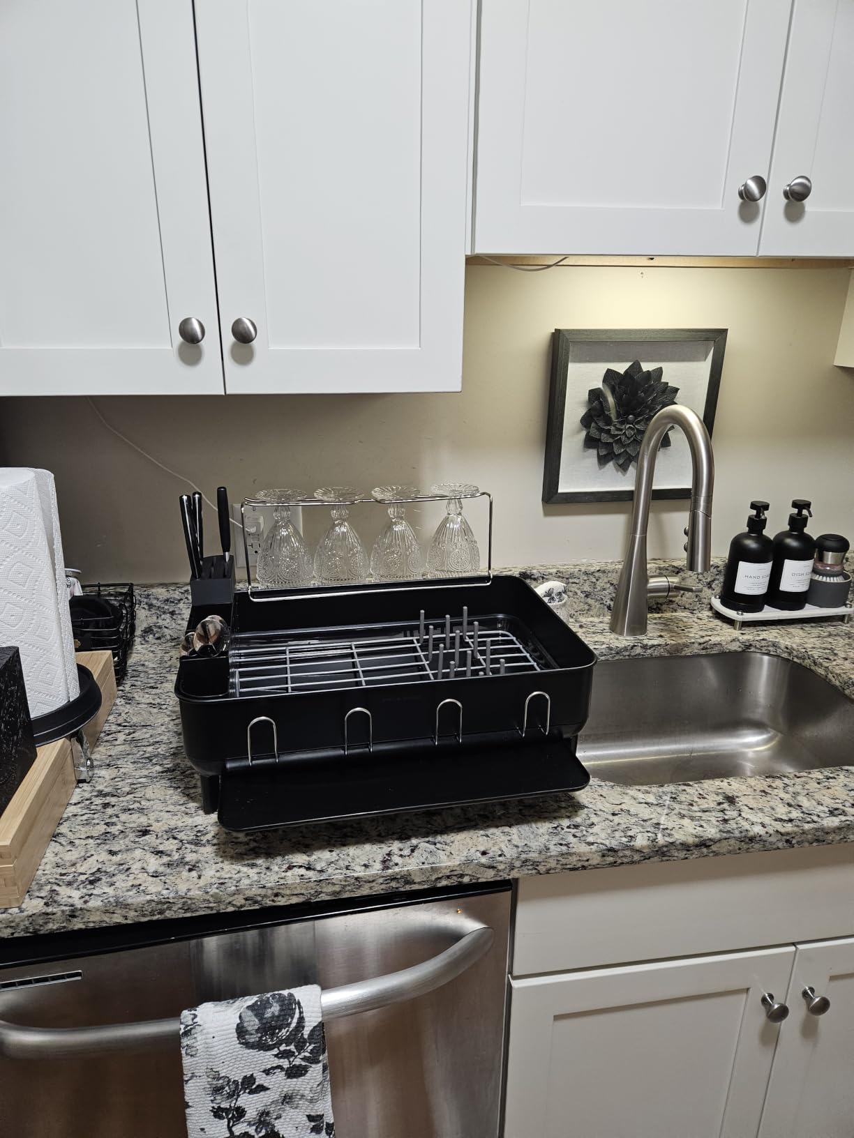 simplehuman Steel Frame Dishrack, Large Capacity Dish Drying Rack, 360 Easy Drain Swivel Spout, Utensil & Wine Glass Holder, Brushed Stainless Steel customer photo 2