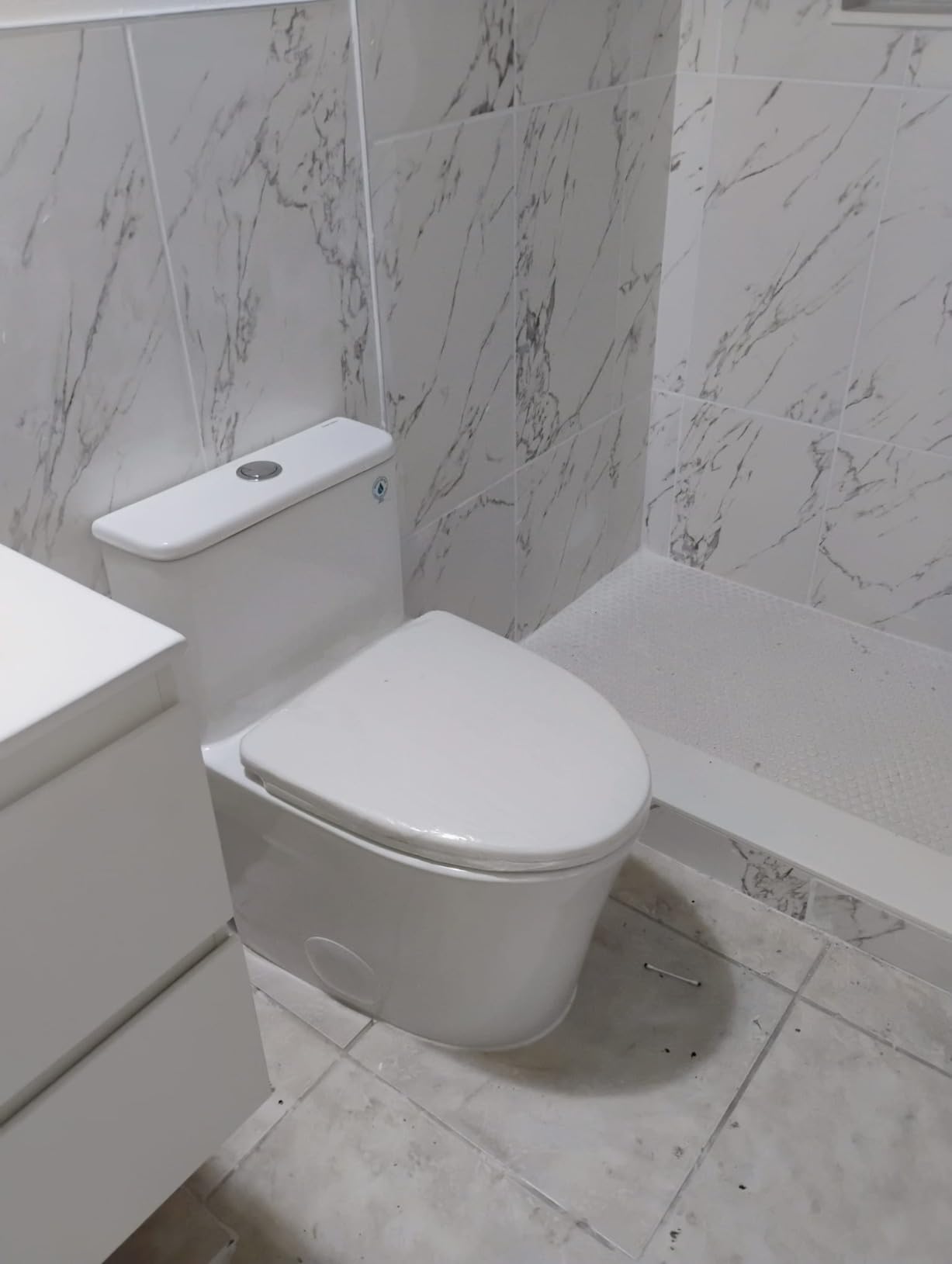 DeerValley Compact One-Piece Toilet 1.28 GPF Single Flush Fully Skirted Bowl with Soft-Close Seat White Space-Saving Elongated Toilets for Small Bathrooms customer photo 2