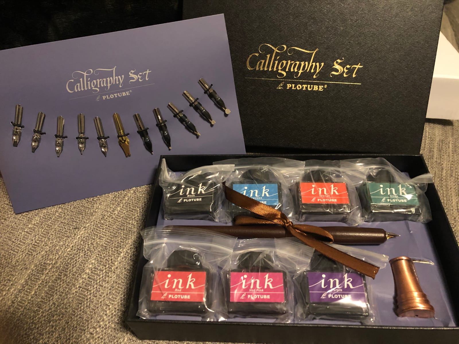 Calligraphy Pen Set - Includes Wooden Dip Pen, Antique Brass Holder, 11 Nibs, 7 Colors Ink Bottles and Beginner's Manual customer photo 1