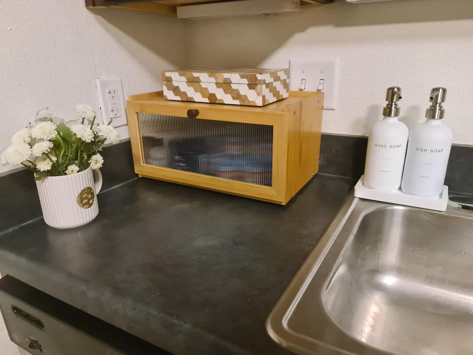 ETMI Bamboo Bread Box for Kitchen Counter-Large Capacity Bread Storage Container Farmhouse Bread Box with Window Bread Holder customer photo 1