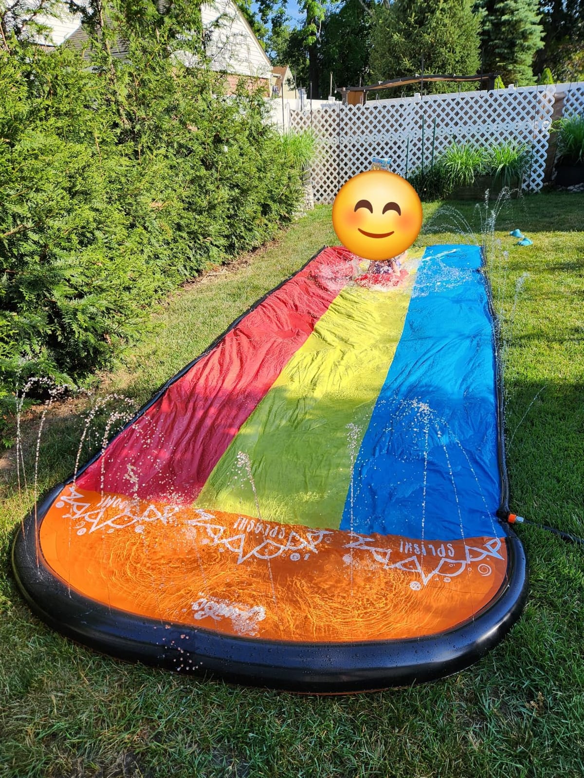 JAMBO Premium Triple Water Slide and 3 Bodyboards, 16Ft Heavy Duty Slip Splash and Slides-Advanced 3-Way Sprinkler System, Splash Pad Mat Backyard Summer Outdoor Water Toys n Long Slides for Kids customer photo 2