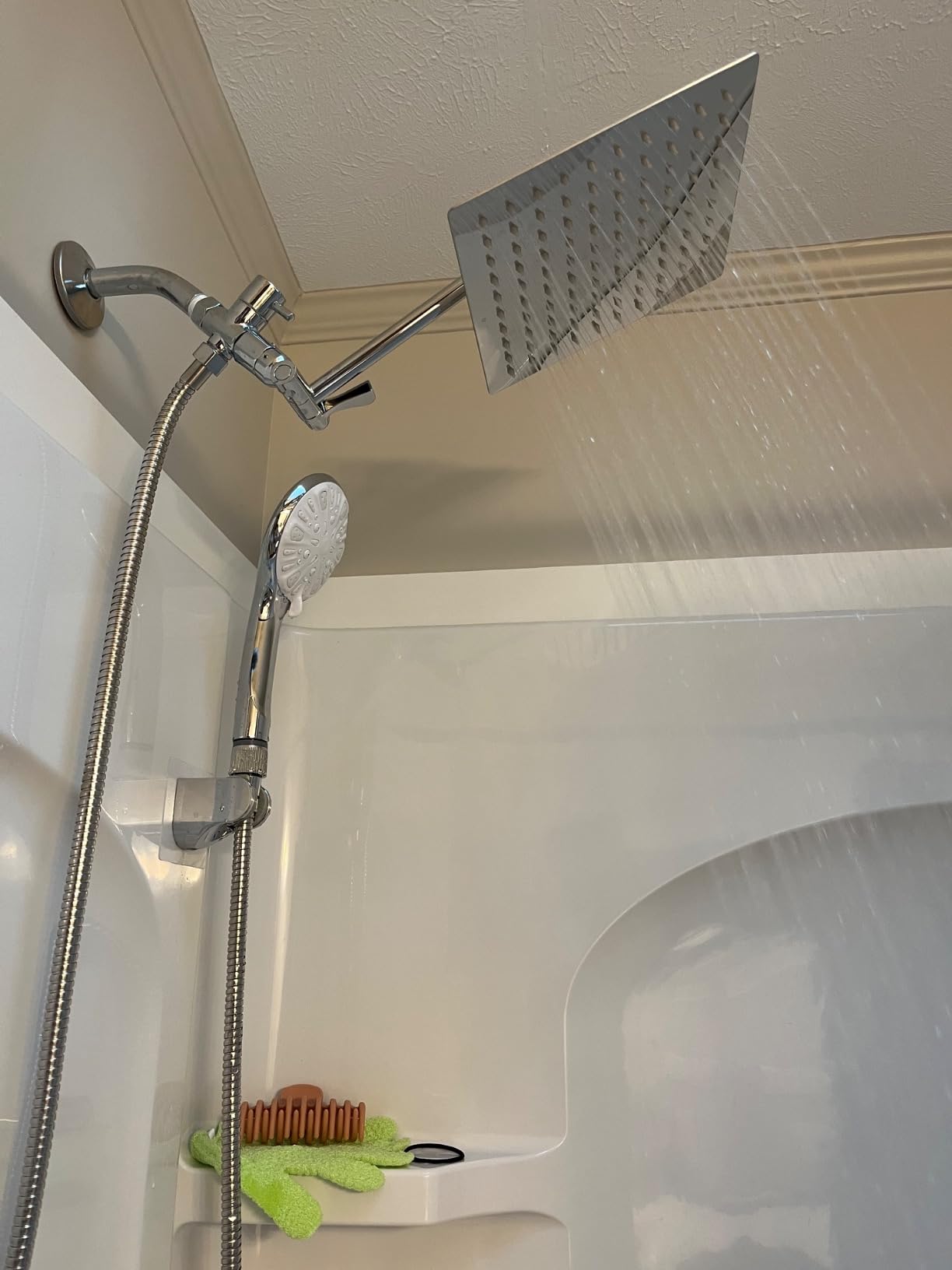 12 Inch High Pressure Rain Shower Head Combo, 9 Settings Shower Handheld | Height/Angle Adjustable, 3 Spray Modes, Anti-leak, Built-in Magnetic Docking, Washing Jets, Holder, 59