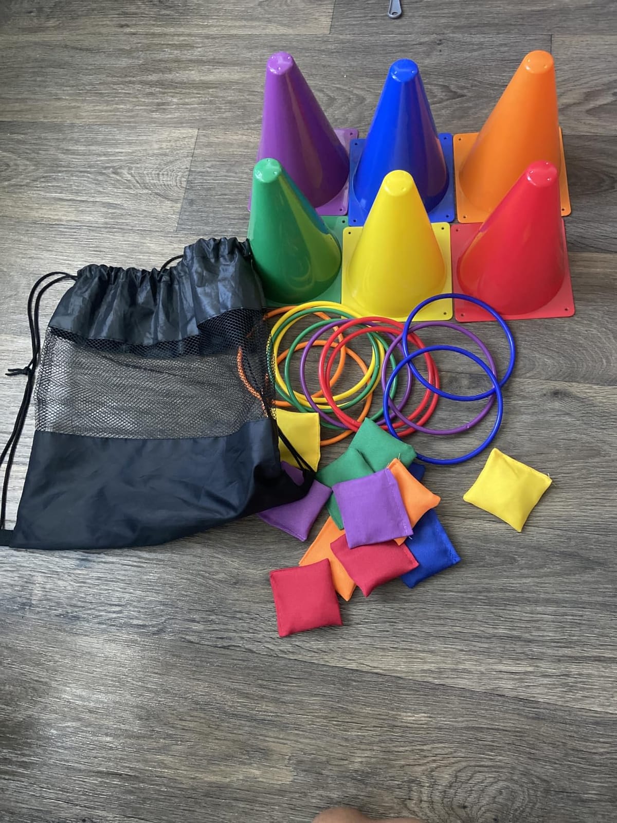 unanscre 31PCS 3 in 1 Carnival Outdoor Games Combo Set for Kids, Soft Plastic Cones Bean Bags Ring Toss Game, Gift for Birthday Party/Xmas customer photo 2