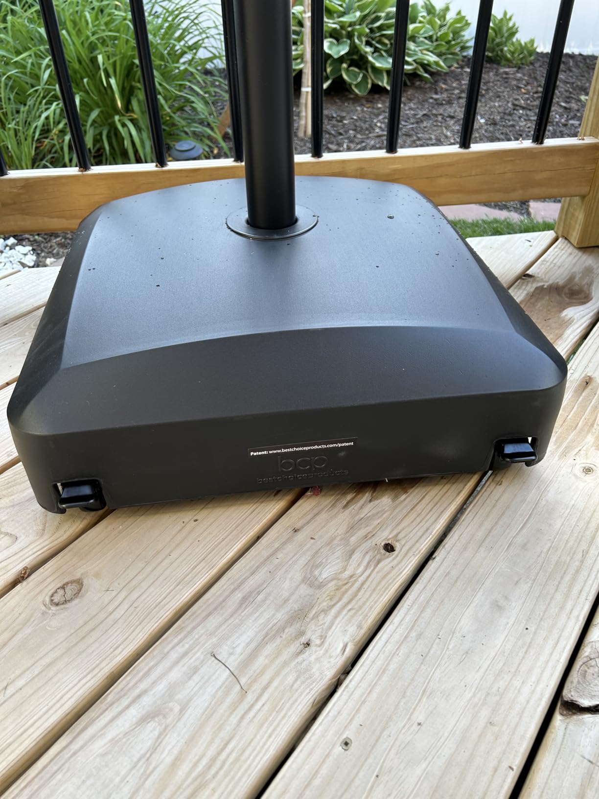 Best Choice Products 123lb Capacity Fillable Mobile Umbrella Base Heavy Duty Market Stand for Patio, Deck, Poolside w/ 4 Wheels, 2 Locks, 2 Knobs, Wind-Resistant Design - Black customer photo 2