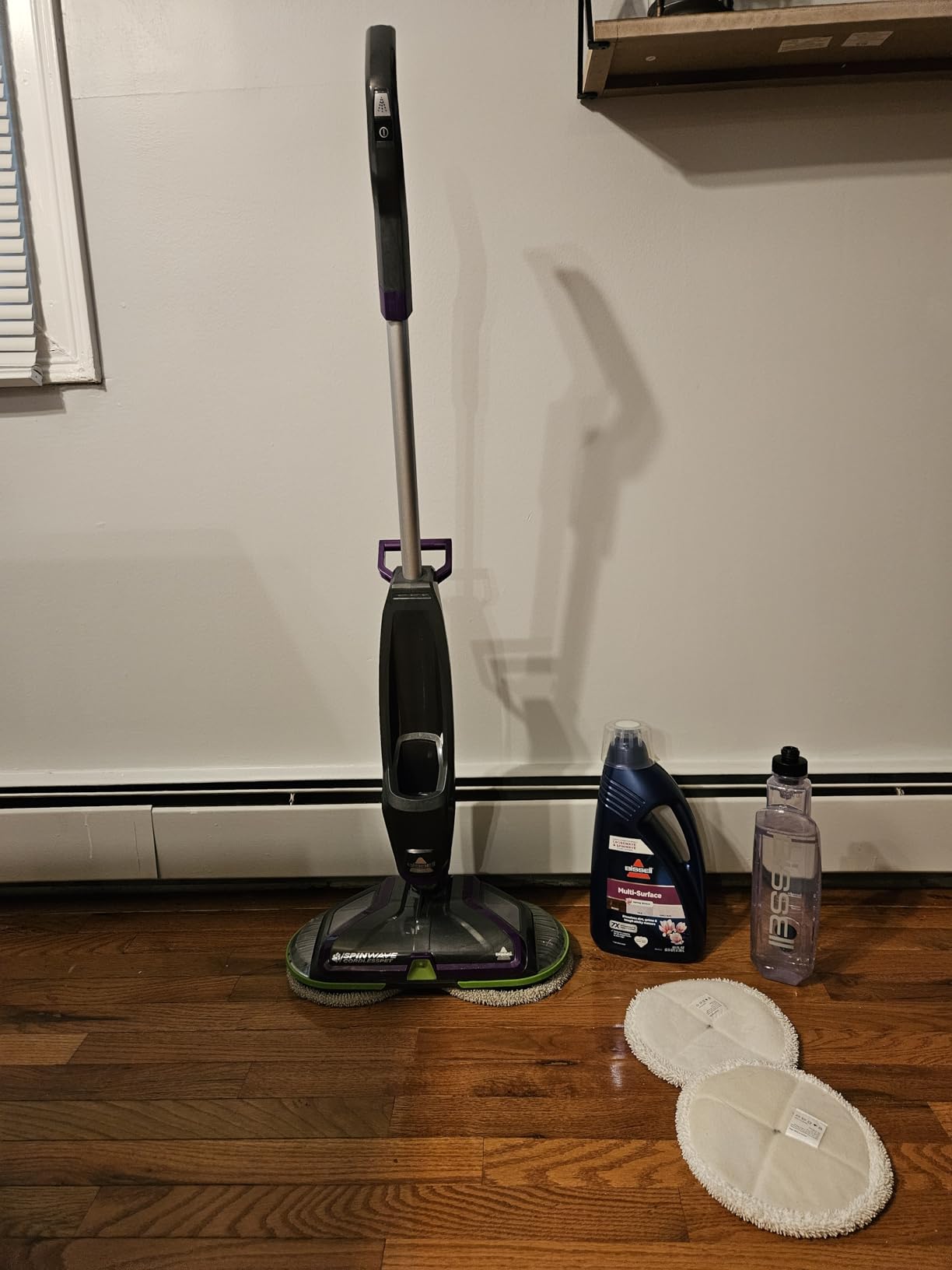 BISSELL Spinwave Cordless Pet Spin Mop, 18V Hard Floor Cleaner, 23157 | Reusable washable pads; pet stain removal; 18V for sealed wood, tile & laminate floors; cordless customer photo 2
