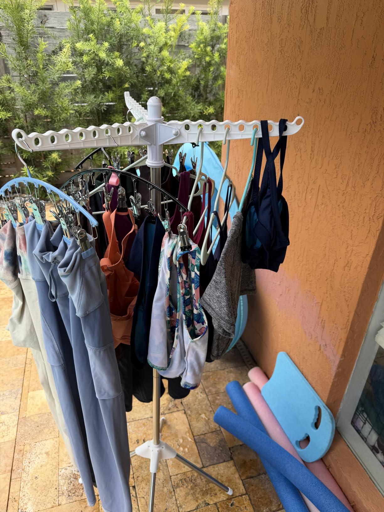 SONGMICS Clothes Drying Rack, 61.6-Inch Drying Rack, 3 Rotatable Arms, Stainless Steel, Silver and White, ULLR510W01 customer photo 2