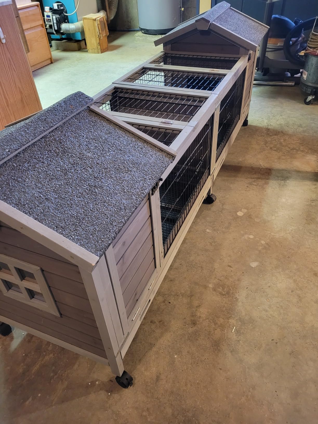 Aivituvin Rabbit Hutch Indoor Bunny Cage Outdoor Chicken Coop Rabbit House Bunny Hutch with Deeper Plastic Tray (Grey02 -one Set) customer photo 2