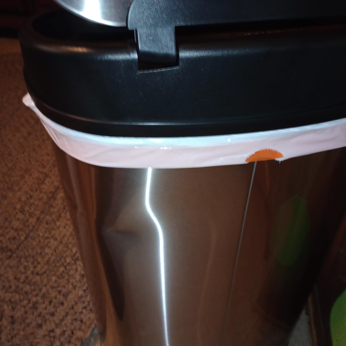 Ninestars 13 Gallon Oval Automatic Trash Can, 50L Touchless Motion Sensor Garbage Can with Odor-Sealing Lid & One-Touch Manual Mode, Silver Stainless Steel, Black Trim customer photo 2