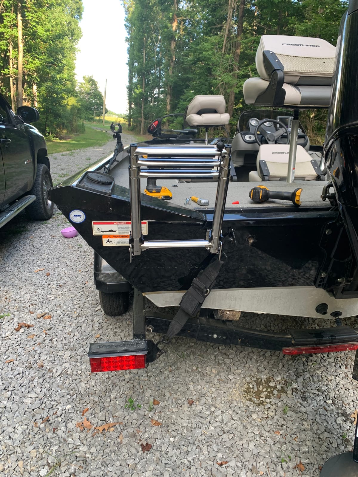 3 Step Telescoping Folding Transom Ladder | Marine 304 Stainless Steel Boat Ladder | Rear Entry | Corrosion Resistant Non-Slip Steps | Pontoon Swim Platform Mount | B00363 customer photo 2