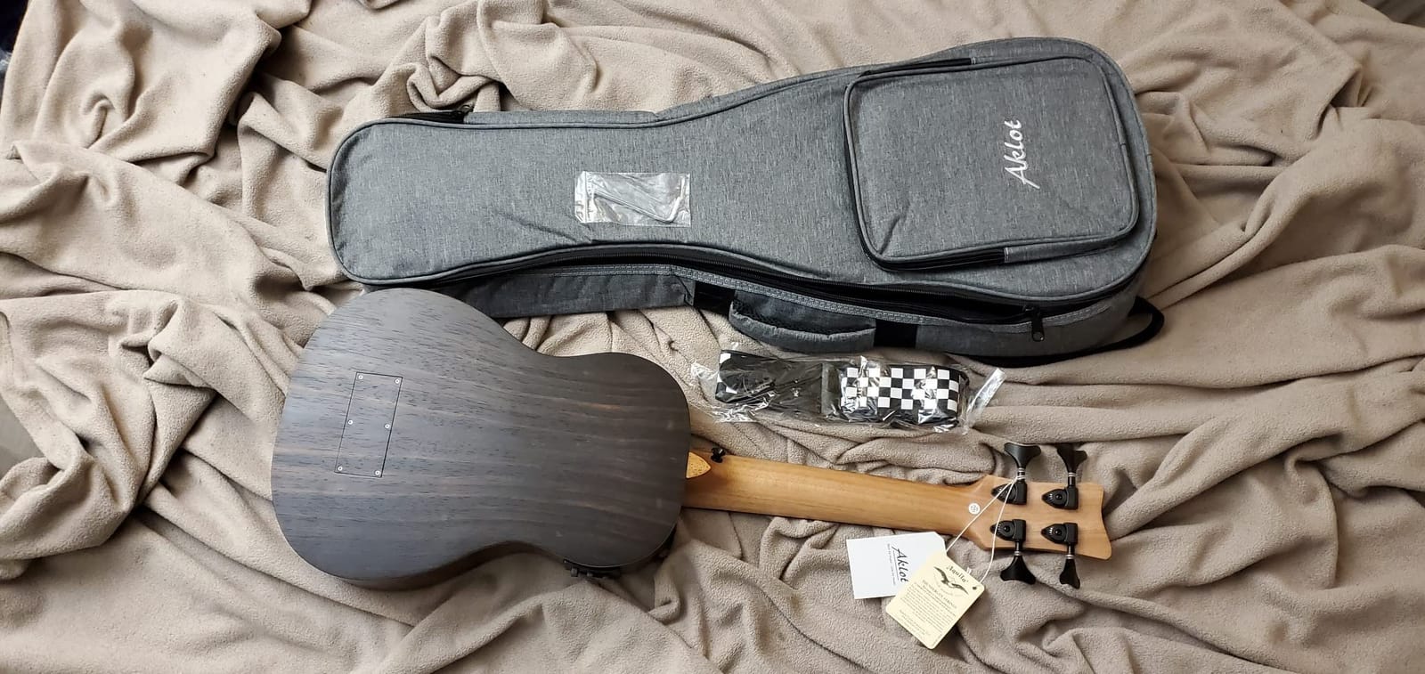 Electric Bass Ukulele, AKLOT Baritone Fretless Ukelele Bass Uke 30 inch Ebony African Blackwood Professional E-A-D-G with Gig Bag Strap for Beginner Advanced customer photo 1
