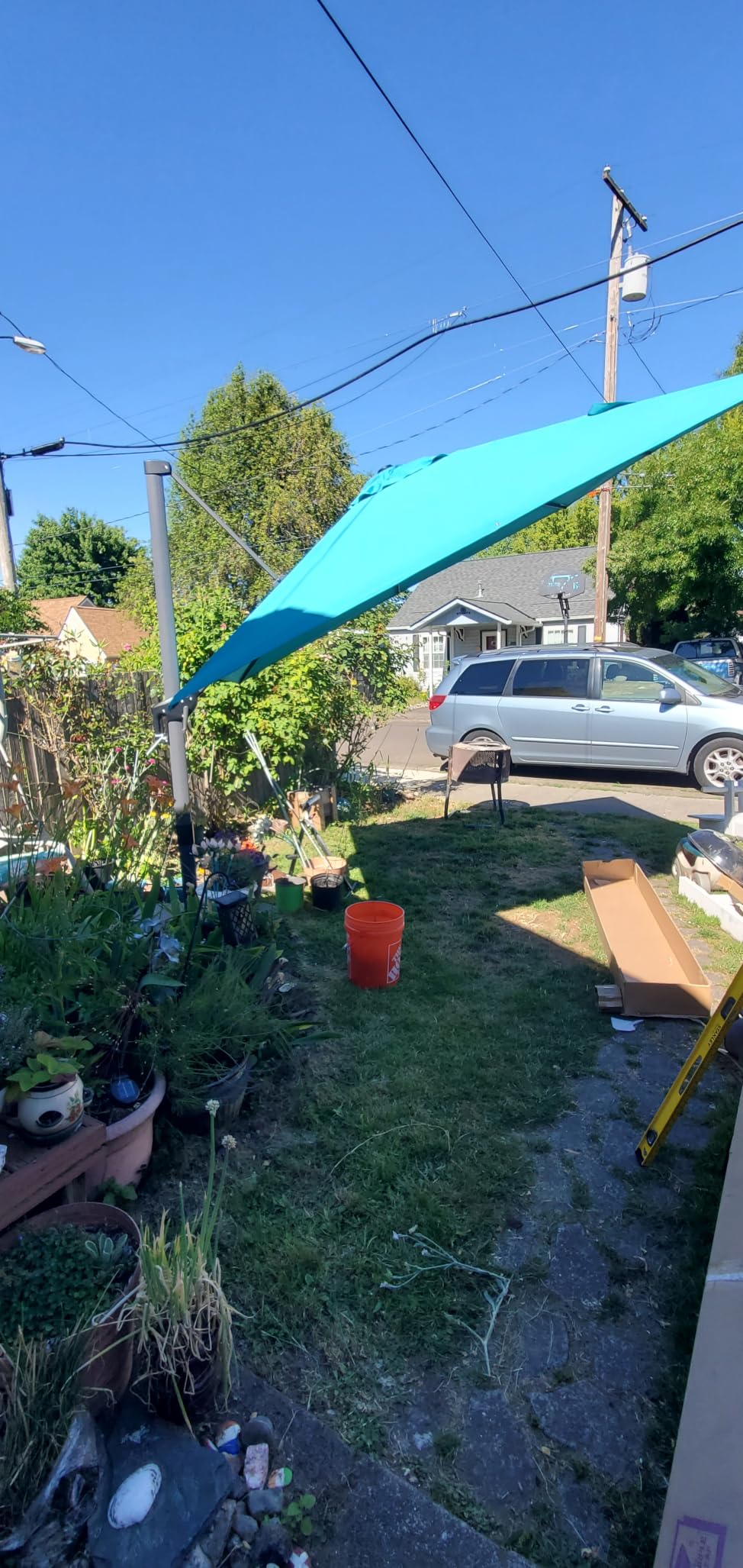 PURPLE LEAF Cantilever Umbrella 9' x 11.5' Rectangle 360° Rotation Grey | Fade Resistant, Built to Last, Easy Shade Control, Aluminum handle Smooth action, 360° Shade Freedom, 99% UV Protection customer photo 1