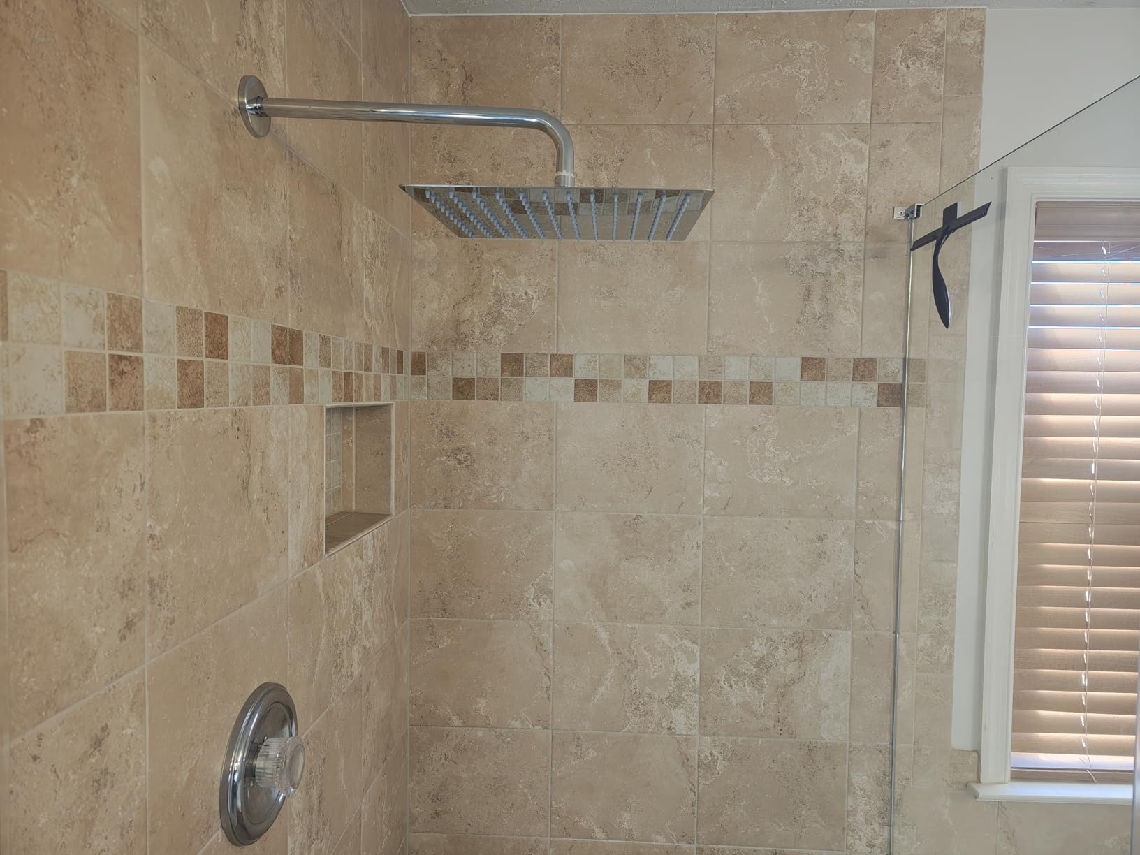 Voolan Rain Shower Head - High Flow Large Rainfall Shower Heads Made of Stainless Steel - Waterfall Bathroom Square Showerhead - Ceiling or Wall Mount (12