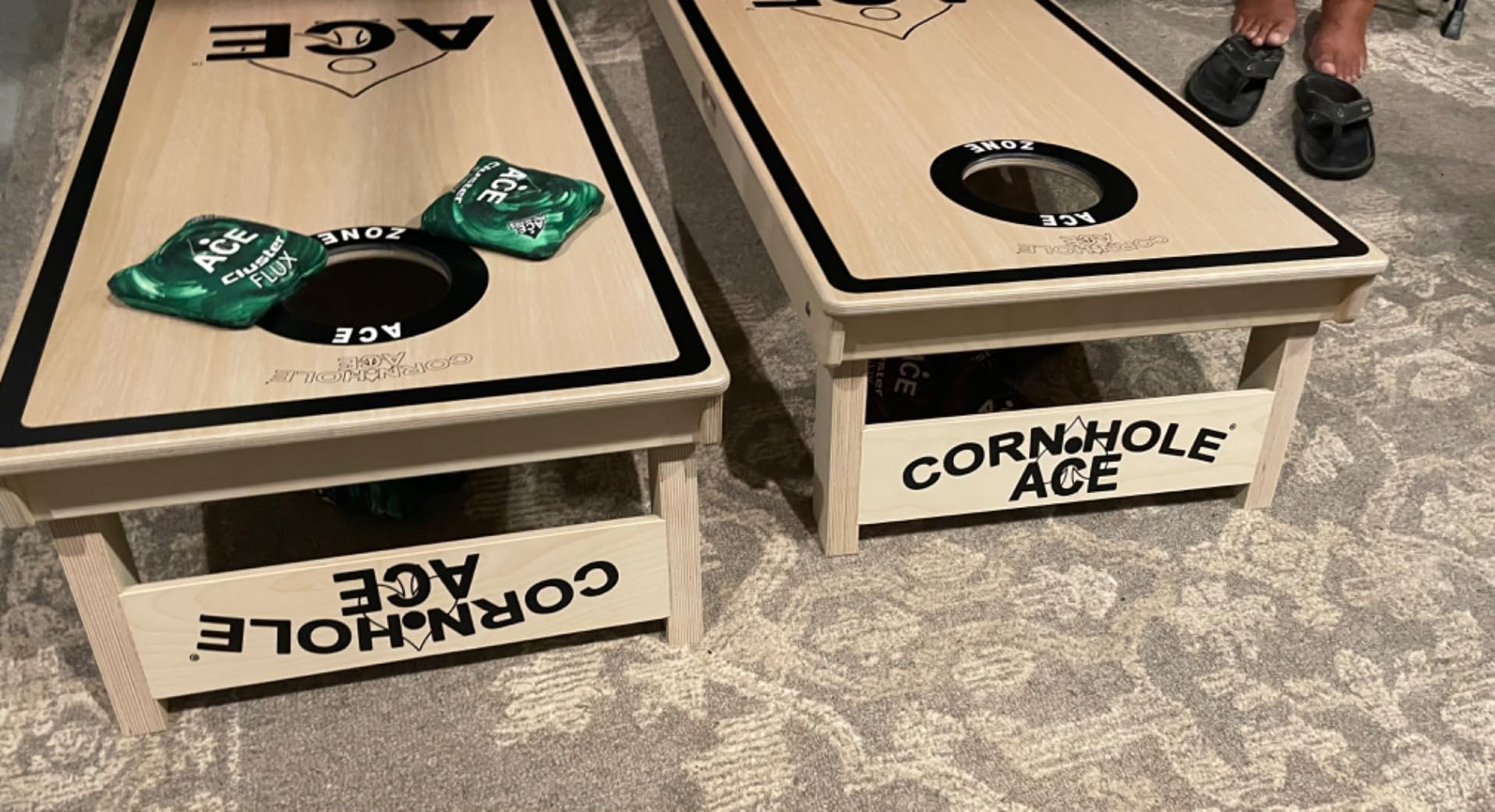 ACE PRO Professional Cornhole Boards - No Bounce! Triple Wide Legs, 3/4