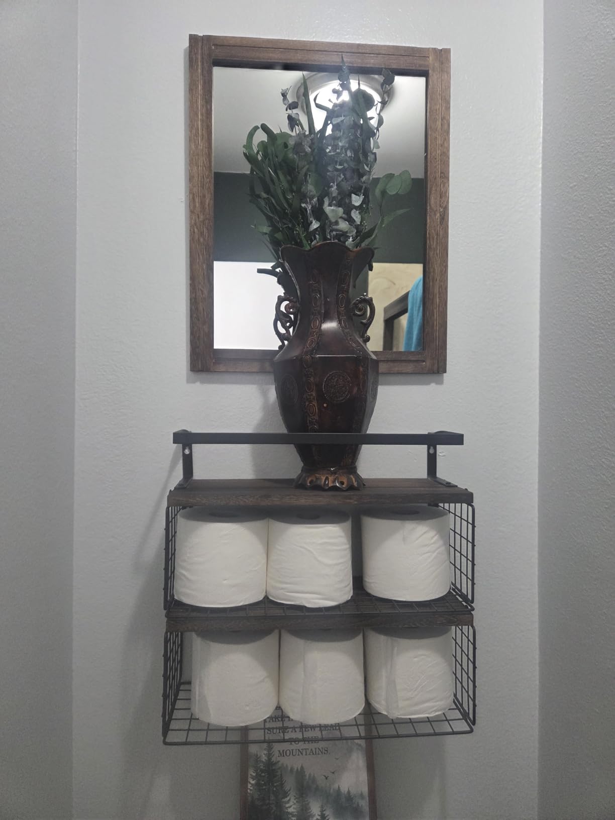 AAAZKANG Wall Mirror Wood Framed Rustic Hanging Mirrors Rectangle Small | Decorative for Bedroom Bathroom Living Room Entryway Farmhouse customer photo 1