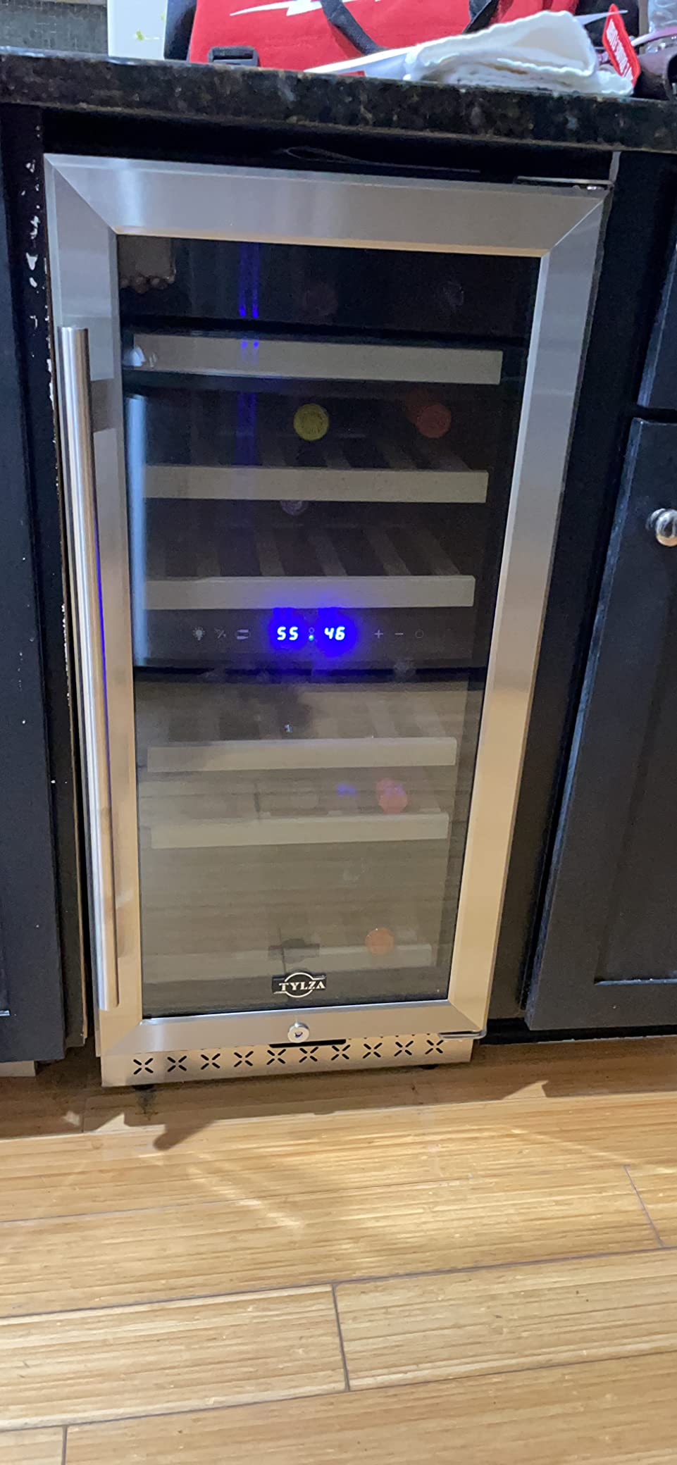 Tylza Mini Fridge 15 Inch Wine Cooler Under Counter, 30 Bottles Dual Zone Wine Fridge with Safety Lock, Wine Refrigerator Freestanding, Built-in Wine Cellars customer photo 2