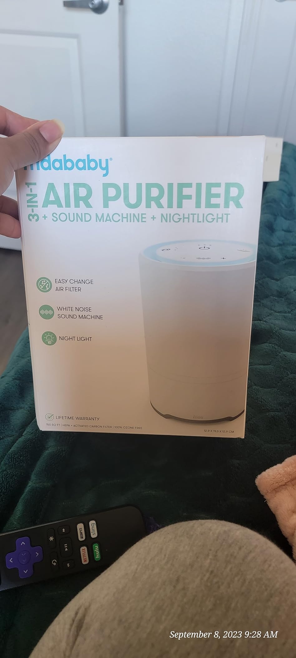 Frida Baby 3-in-1 Baby Air Purifier for Allergy Relief, Sound Machine for Sleeping + Nightlight, HEPA Filter Purifier for Bedroom with 3 Fan Speeds, Easy-Change Filter, Auto-Off Timer customer photo 1