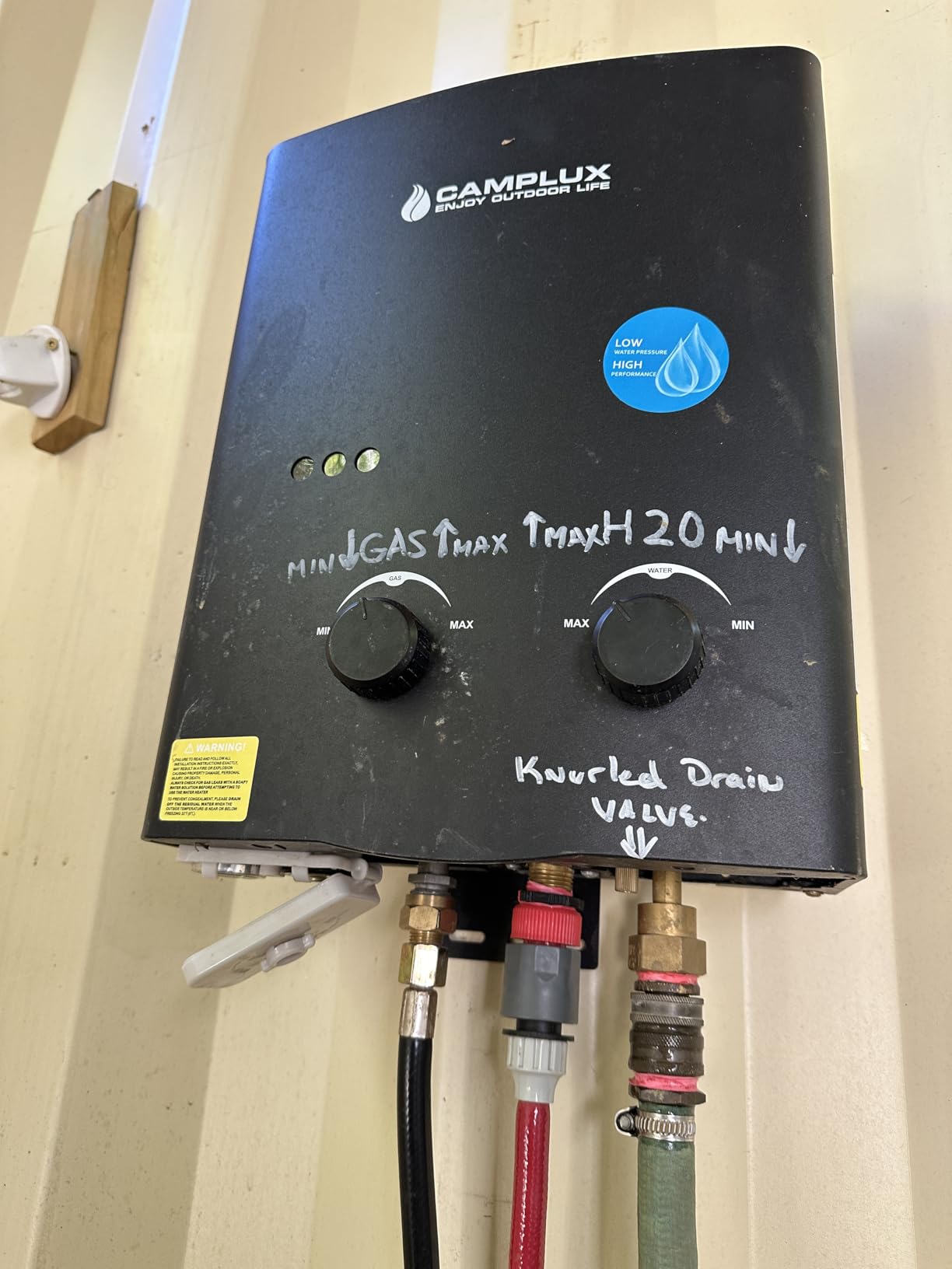 CAMPLUX 1.32 GPM Tankless Water Heater Portable, 5L Outdoor Propane Water Heater for Camping Trip with Overheating Protection, AY132G, Gray customer photo 1