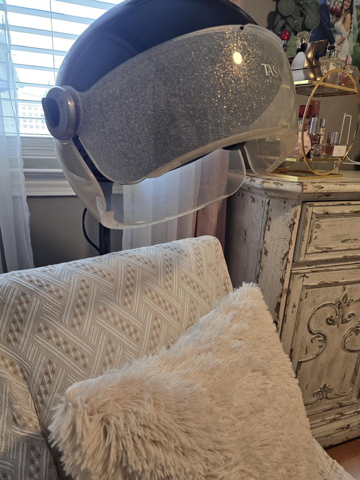 TASALON Ionic Hooded Hair Dryer - 1875W Bonnet Dryer with 3 Temperature Settings - Portable Standing Dryer for Home and Salon | 1875W bonnet dryer featuring 3 temperature settings for home and salon hair care customer photo 1