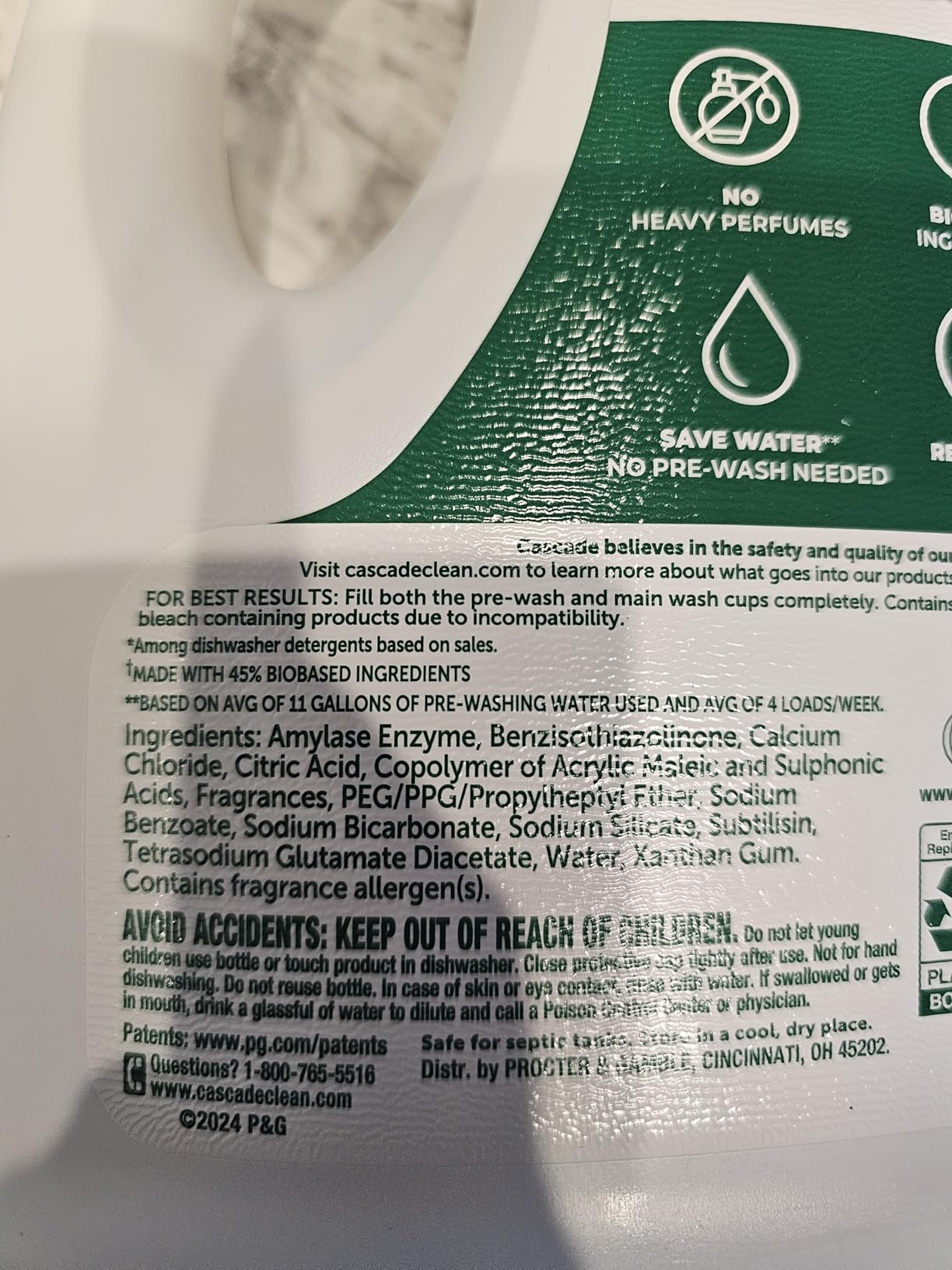 Cascade Free & Clear Dishwasher Detergent Liquid Gel, Dish Detergent, Dishwasher Soap, Lemon, 75oz customer photo 1