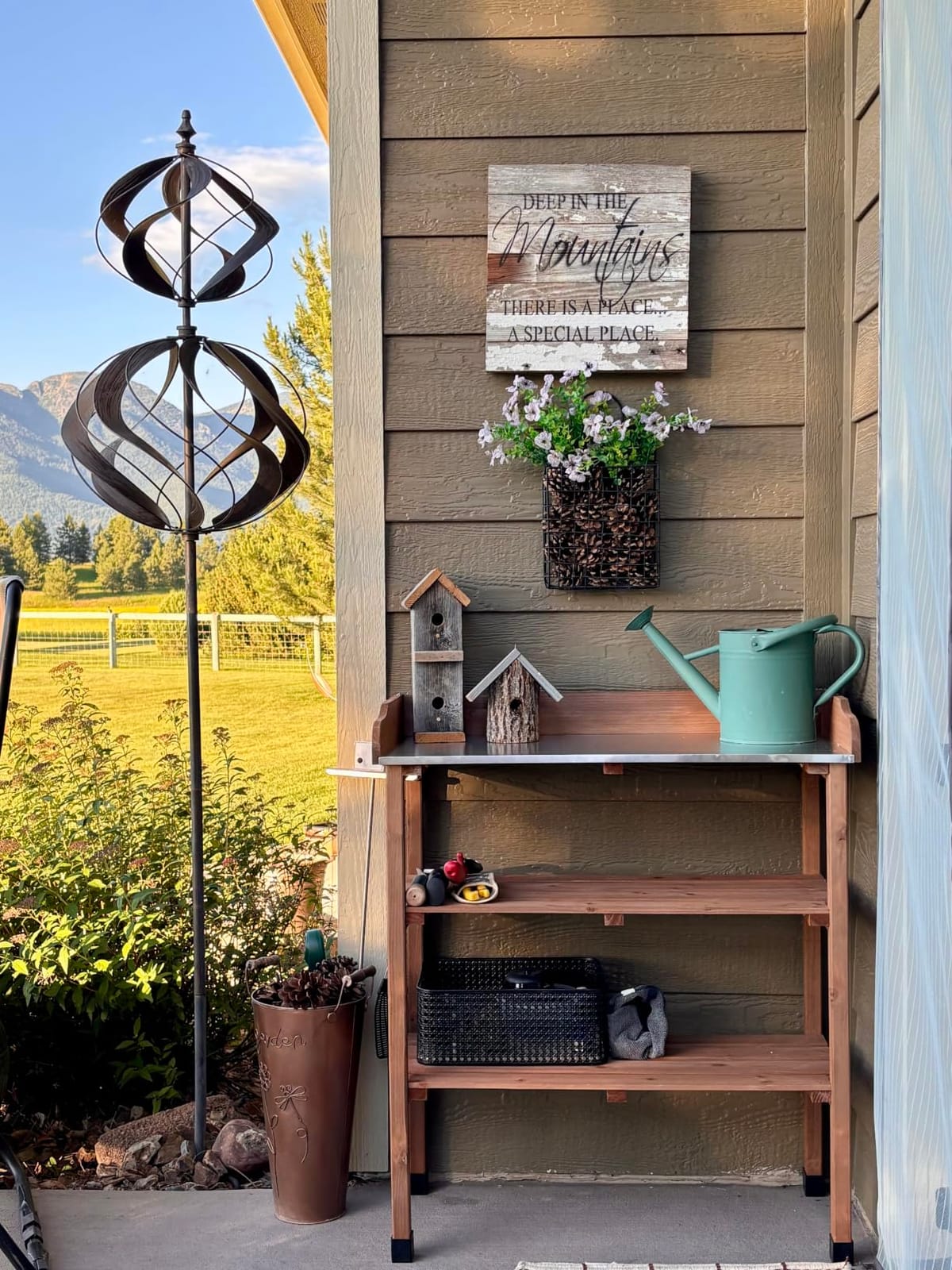 Yaheetech Potting Bench Outdoor Console Table w/3-Tier Storage, Natural Wood customer photo 2