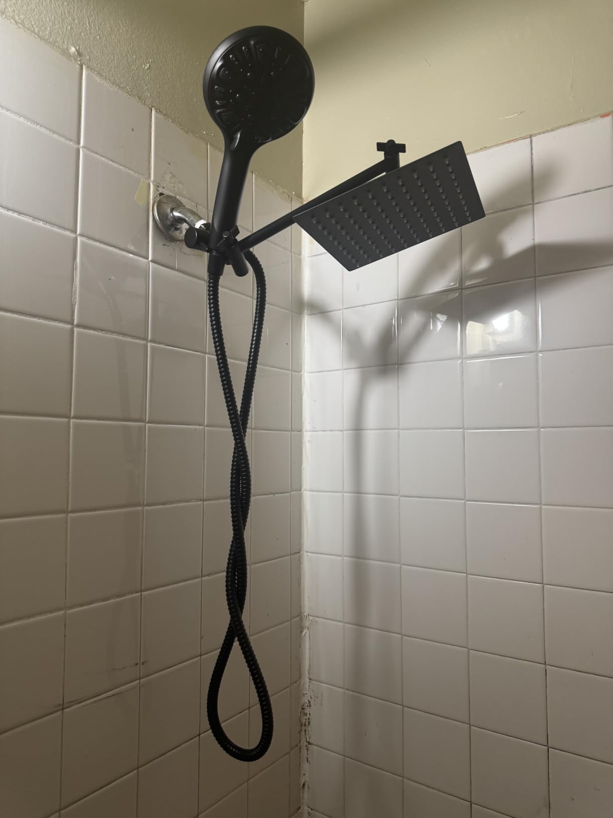 Shower Head, 8'' High Pressure Rainfall/Handheld Shower Combo, Matte Black | 9 Settings, Anti-leak Shower Head with 11'' Extension Arm, Holder, Hose, Height/Angle Adjustable Shower, 1.75GPM customer photo 1