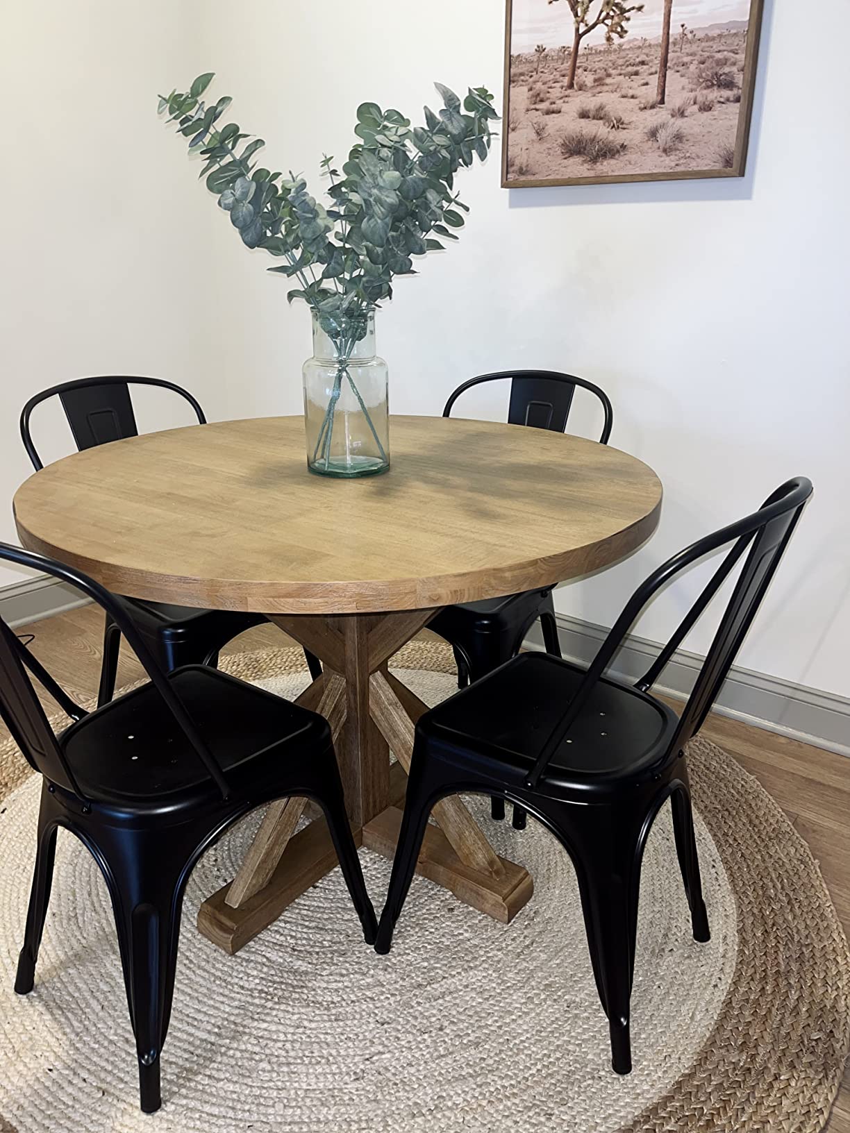 Furmax Metal Dining Chair Indoor-Outdoor Use Stackable Classic Trattoria Chair Chic Dining Bistro Cafe Side Metal Chairs Set of 4 (Black) customer photo 2