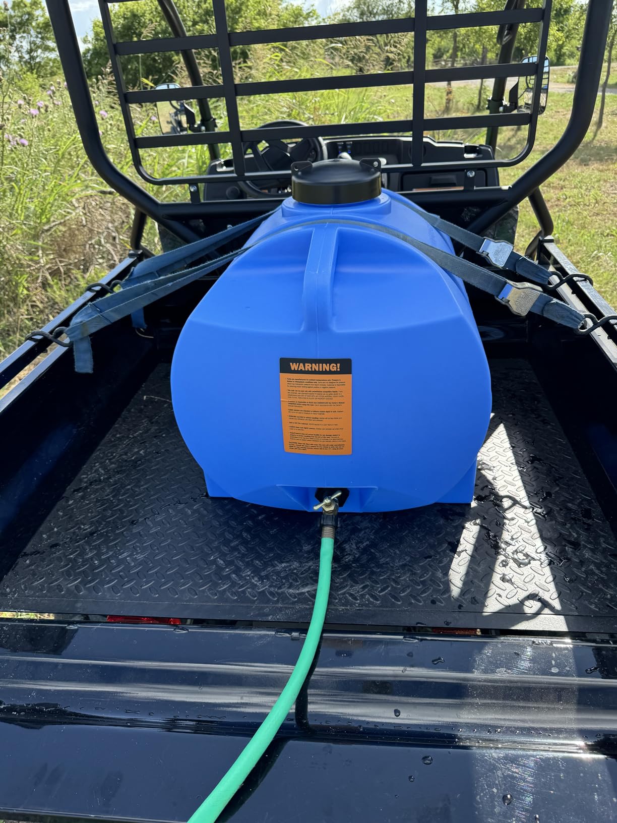 WaterPrepared 35 Gallon Portable Utility Water Tank, Blue | Drinking Water Container w/ Dispenser Spigot, Handles, & ATV Strapping Points - Water Storage for Camping, Survival, & Travel customer photo 2