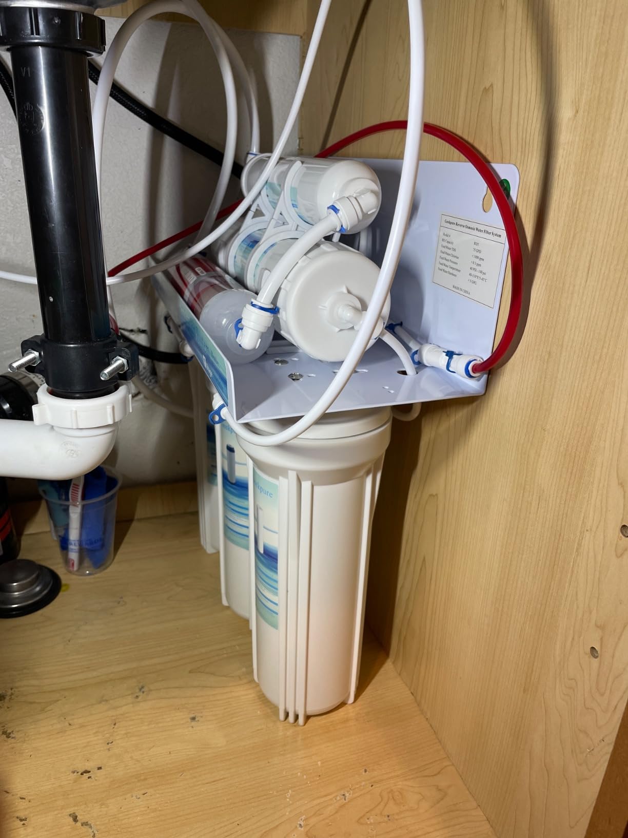 Geekpure 5 Stage Reverse Osmosis RO Drinking Water Filter System-75 GPD | Under Sink Water Purifier with Extra 7 Filters customer photo 2