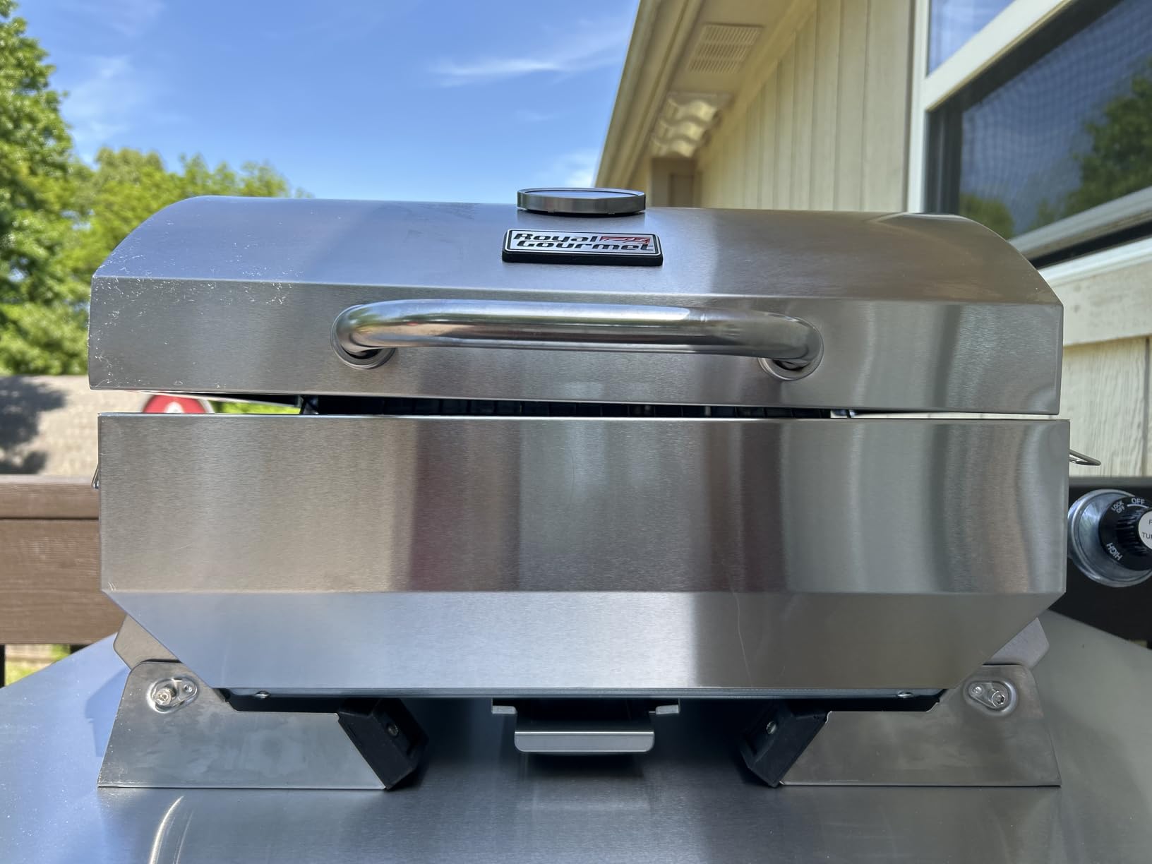 Royal Gourmet GT1001 Stainless Steel Portable Grill, 10000 BTU BBQ Tabletop Gas Grill with Folding Legs and Lockable Lid, Outdoor Camping, Deck and Tailgating, Silver customer photo 1
