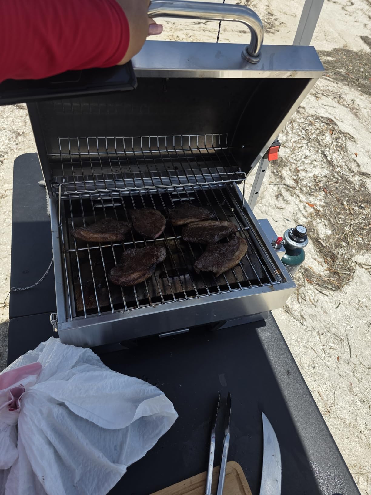 Royal Gourmet GT1001 Stainless Steel Portable Grill, 10000 BTU BBQ Tabletop Gas Grill with Folding Legs and Lockable Lid, Outdoor Camping, Deck and Tailgating, Silver customer photo 2
