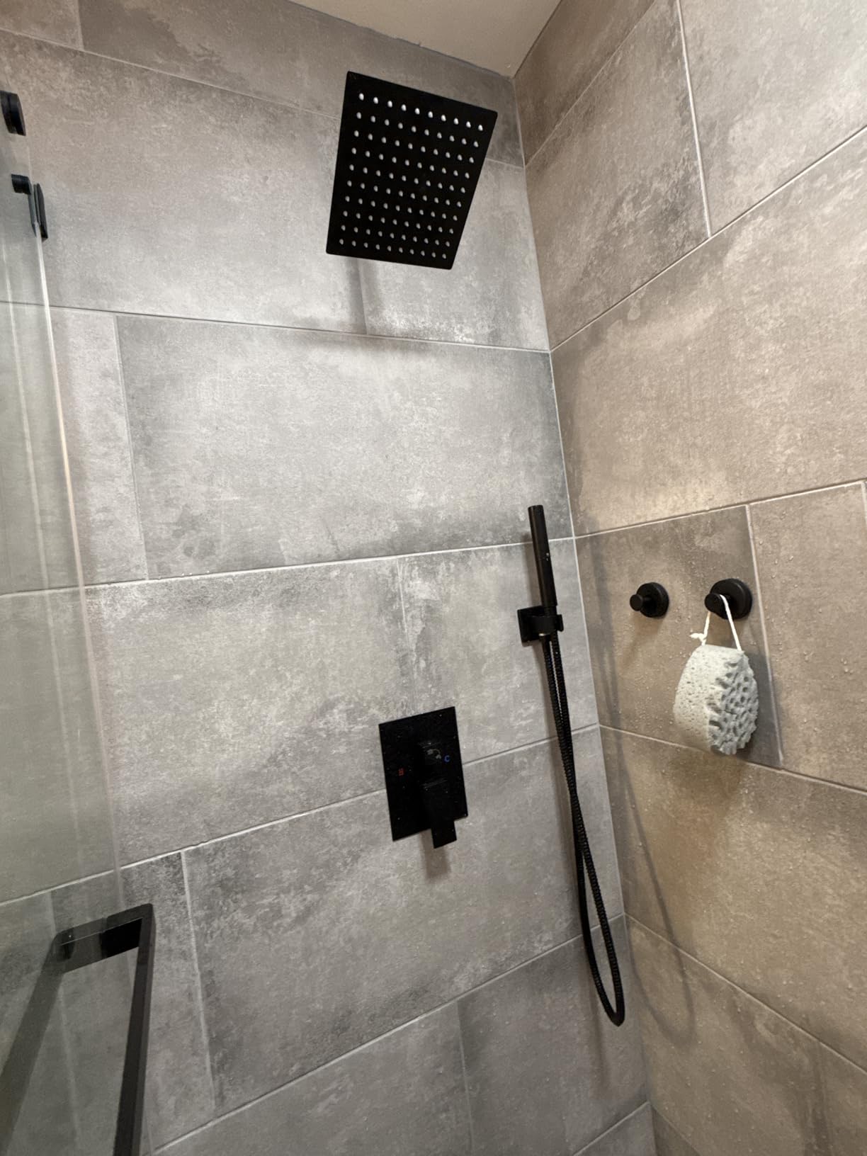 Aolemi Shower System with Rain Head and Handheld, 12-Inch, Matte Black | High-Pressure Shower Faucet Set with Dual-Function Handheld, Rough-In Valve, 1.8 GPM, Wall-Mount Trim Kit customer photo 2