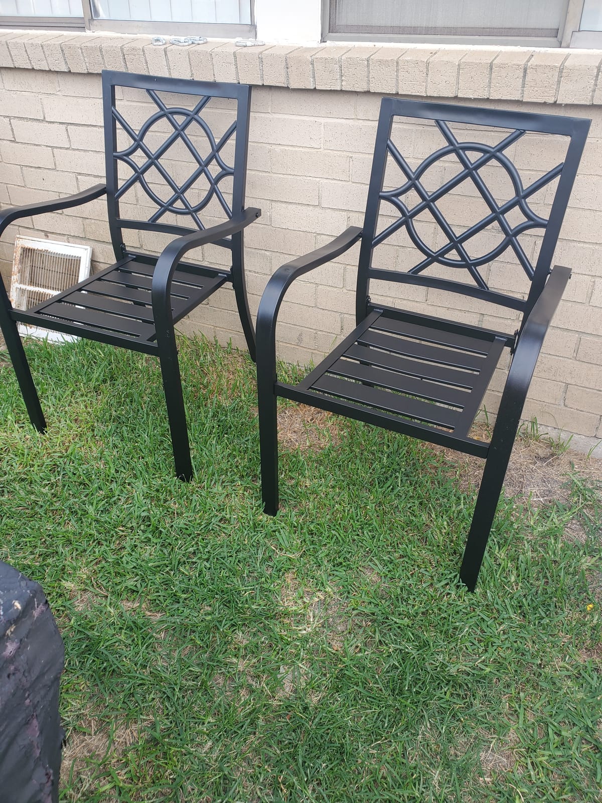 Incbruce 300lbs Patio Chairs Set of 4 Outdoor Dining Chairs, Metal Frame Stackable Patio Dining Chairs, Wrought Iron Black Outdoor Chair with Armrest for Garden, Poolside, Backyard customer photo 1