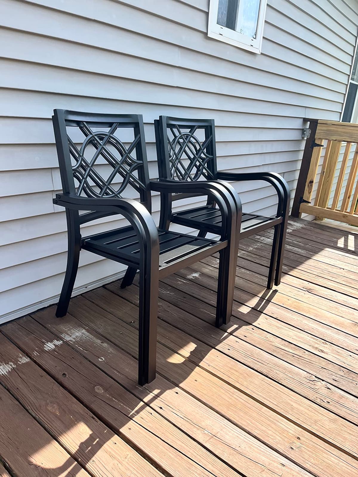 Incbruce 300lbs Patio Chairs Set of 4 Outdoor Dining Chairs, Metal Frame Stackable Patio Dining Chairs, Wrought Iron Black Outdoor Chair with Armrest for Garden, Poolside, Backyard customer photo 2