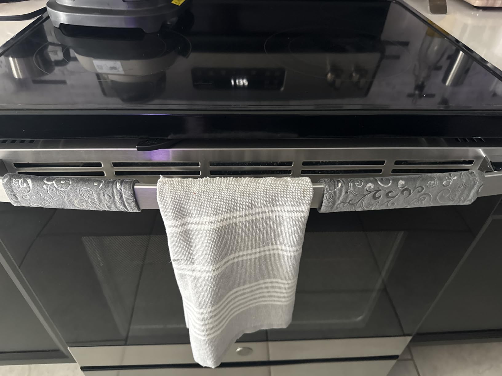 Volecy Refrigerator Handle Covers, Set of 6, Washable Velvet Appliance Door Handle Covers, Adjustable Handle Protectors, Kitchen Decor Keep Clean for Fridge Oven Stove Microwave Dishwasher(Gray Silve) customer photo 1