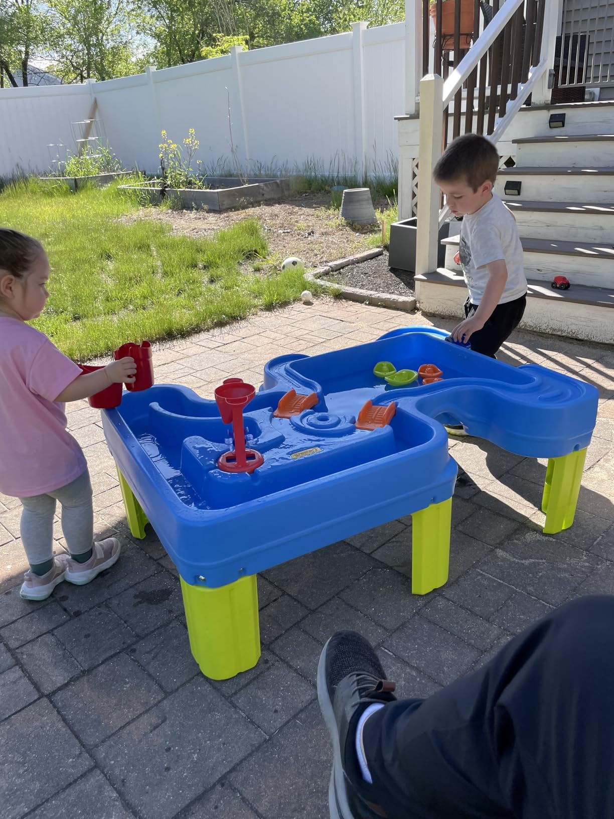 Simplay3 Big River and Roads Water Play Table, Outdoor Activity Table with Track Toys for Toddlers and Kids, 9 Accessories Included, Made in USA customer photo 2