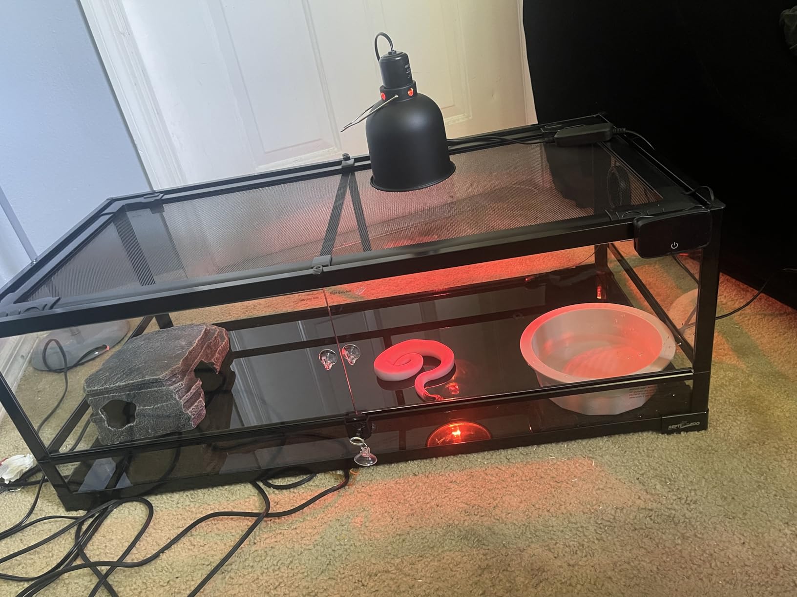 REPTI ZOO Full Glass 35 Gallon Reptile Tank, Front Opening Wide & Low Reptile Terrarium 36
