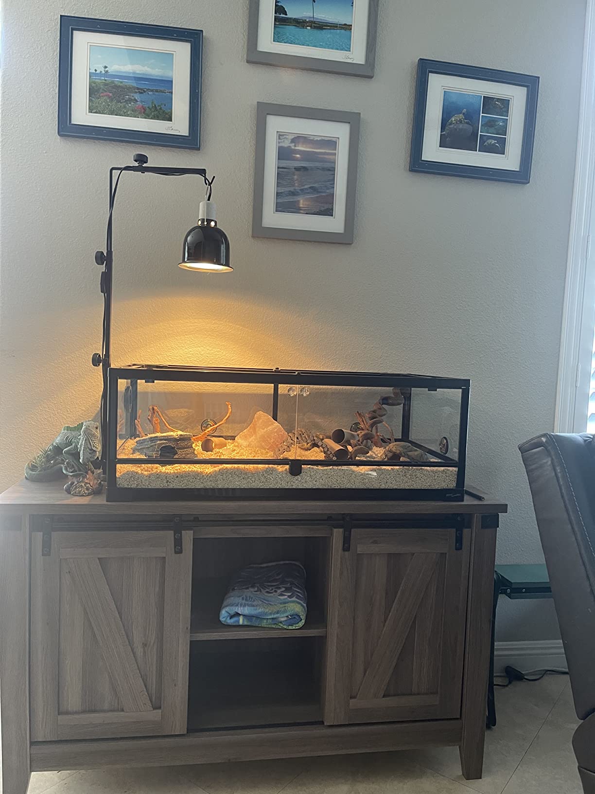 REPTI ZOO Full Glass 35 Gallon Reptile Tank, Front Opening Wide & Low Reptile Terrarium 36