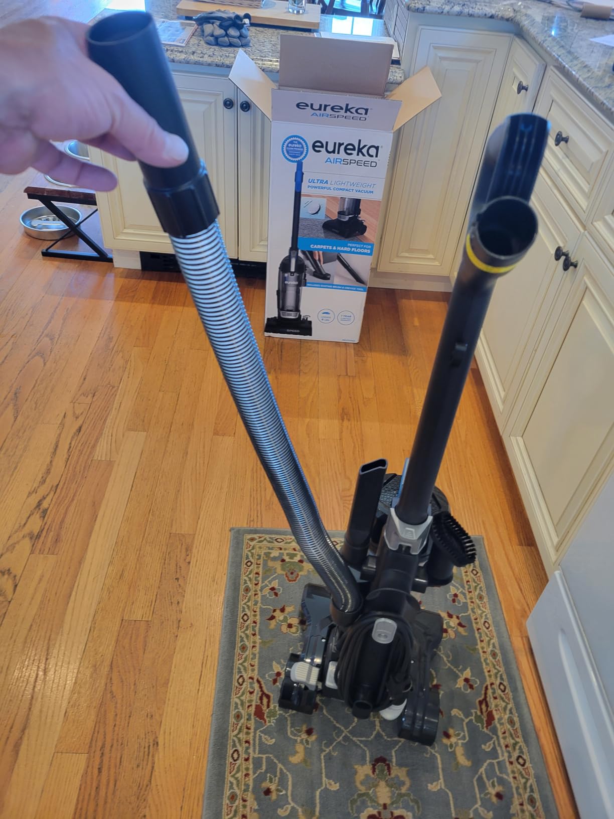 Eureka Vacuum Cleaners for Home, Airspeed Ultra-Lightweight, NEU10AE5 | Senior-Friendly 7.7 lb Pet Hair Upright Vacuum, Carpet & Hard Floor, Washable Filter, Blue customer photo 2