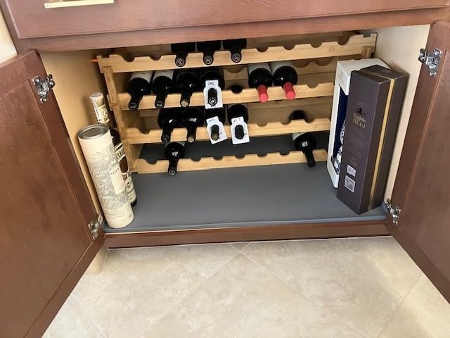 NutriChef 72 Bottle Wine Rack Stackable Bamboo Freestanding, 8-Tier Modular Shelf, Sturdy Wobble Free, Upgraded 2026 Design, Easy No-Tool Assembly for Kitchen, Cellar or Bar Storage 33.5