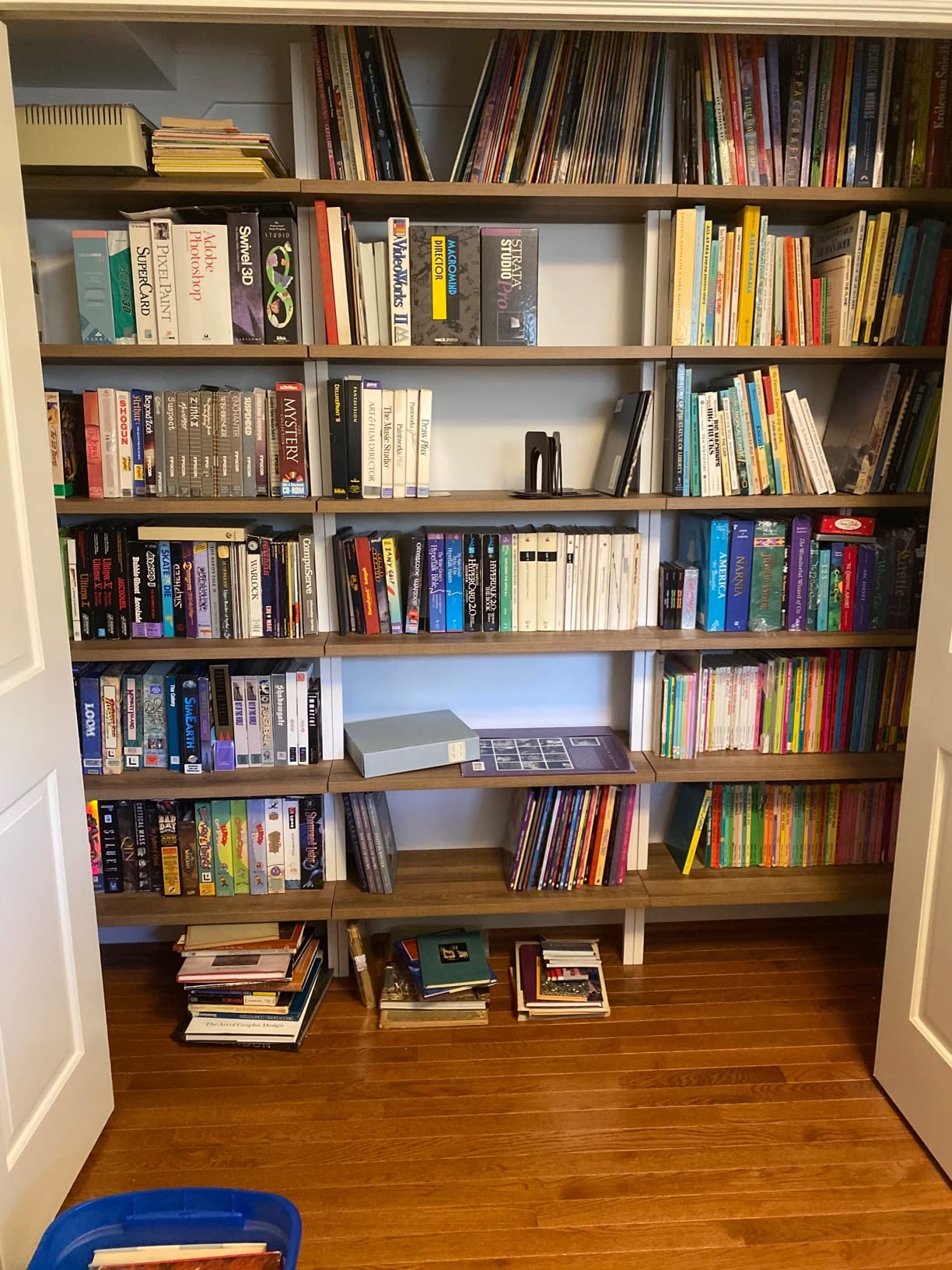 Nathan James Theo 6-Shelf Tall Modern Bookshelf, Wall Mount Ladder Shelf Bookcase with Wood and Industrial Metal Frame, Matte White customer photo 2
