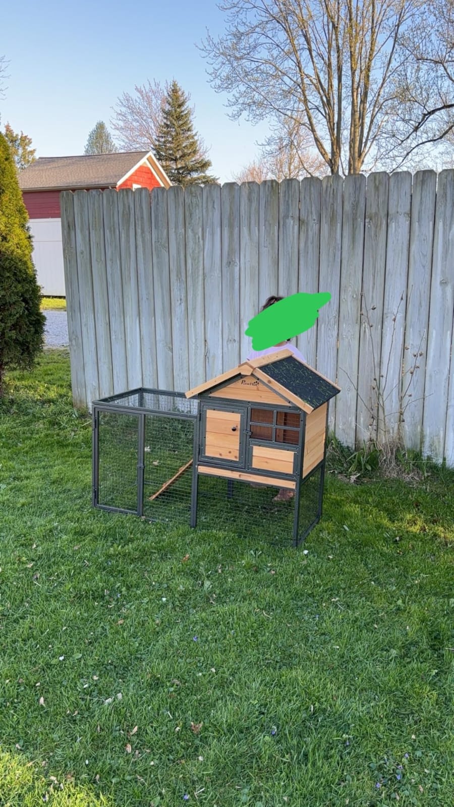 PawHut 2-Level Rabbit Hutch Bunny House with Weatherproof Hinged Asphalt Roof, Removable Tray and Ramp for Outdoor customer photo 1
