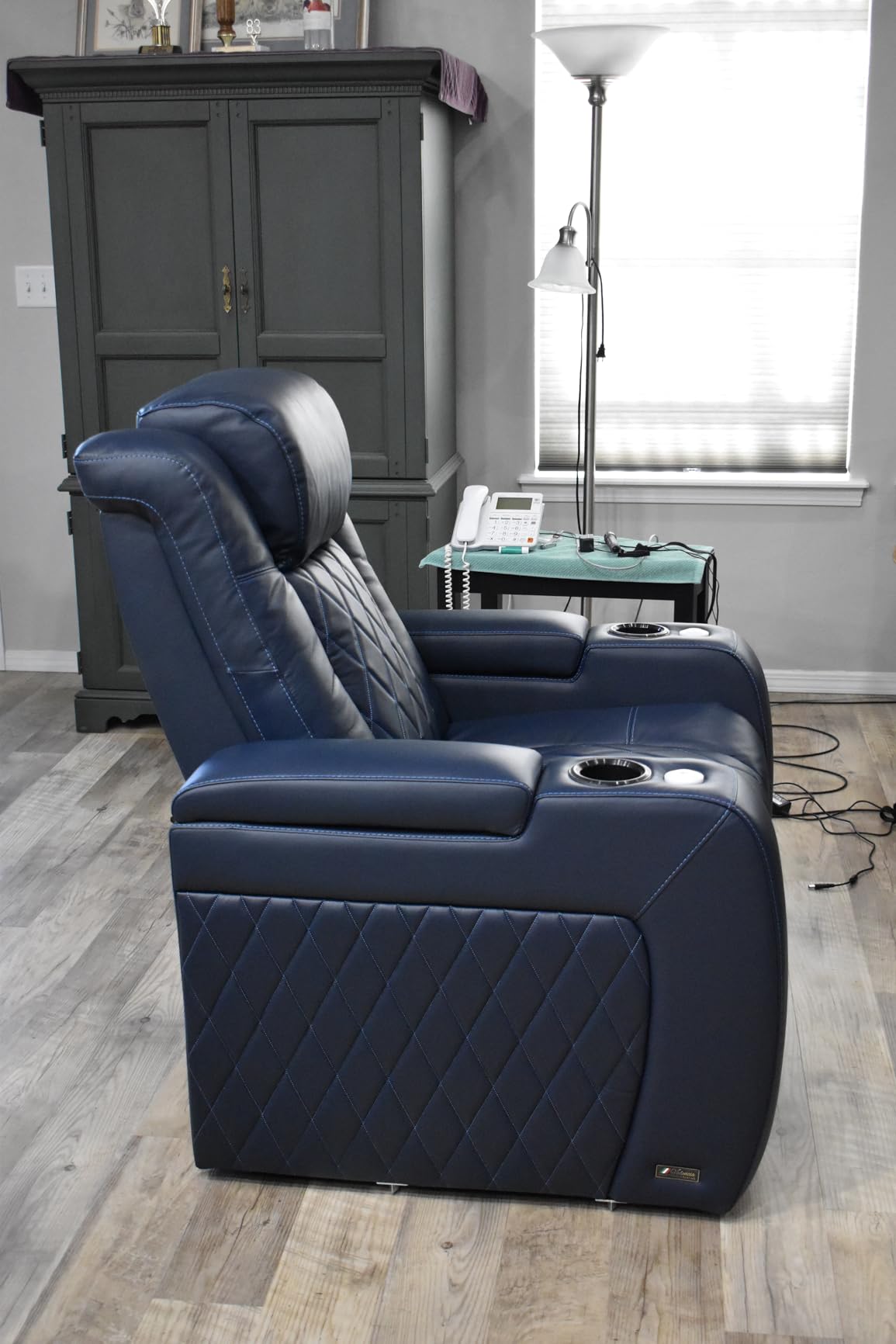 Valencia Tuscany Home Theater Seat - Nappa Leather Power Recliner with Cool Gel Memory Foam, USB-C/A Charging, RGB LED Lights, Adjustable Lumbar & Headrest (Single Recliner, Black) customer photo 1